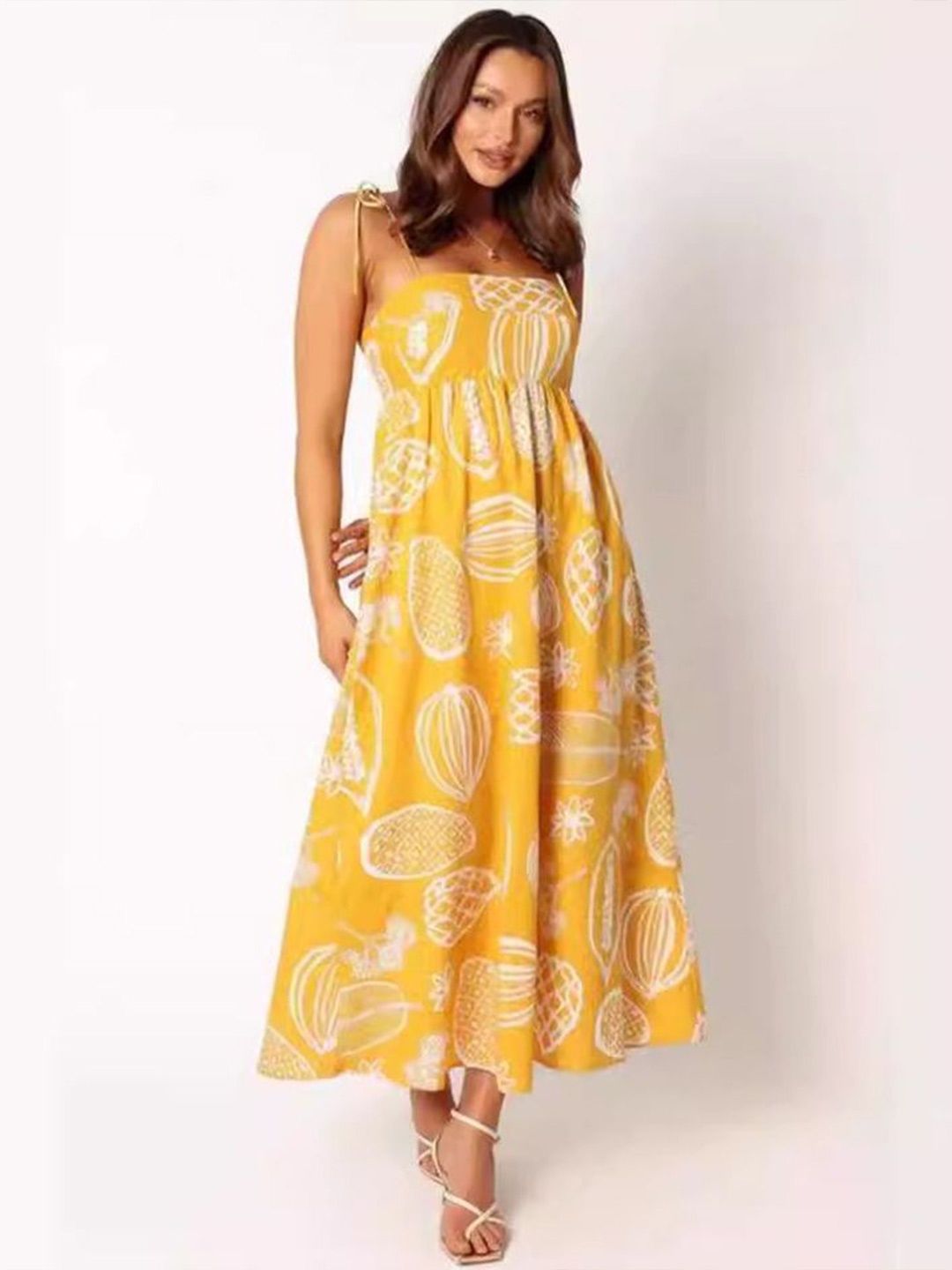 

LULU & SKY Ethnic Motifs Print Maxi Dress, Yellow
