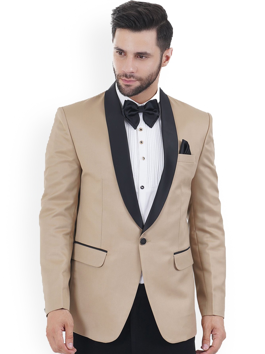 

Yaqoot Slim-Fit Single-Breasted Blazer, Beige