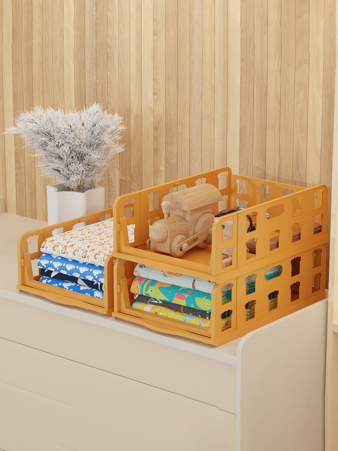 

Kuber Industries Brown Set of 3 Reusable Wardrobe Clothes Storage Drawer Organiser