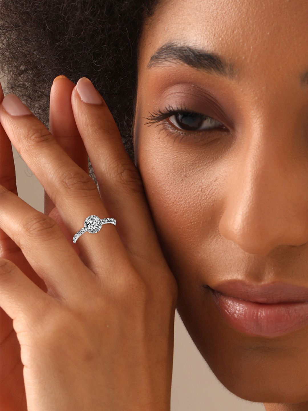 

LeCalla 925 Rhodium-Plated CZ Studded Finger Ring, Silver