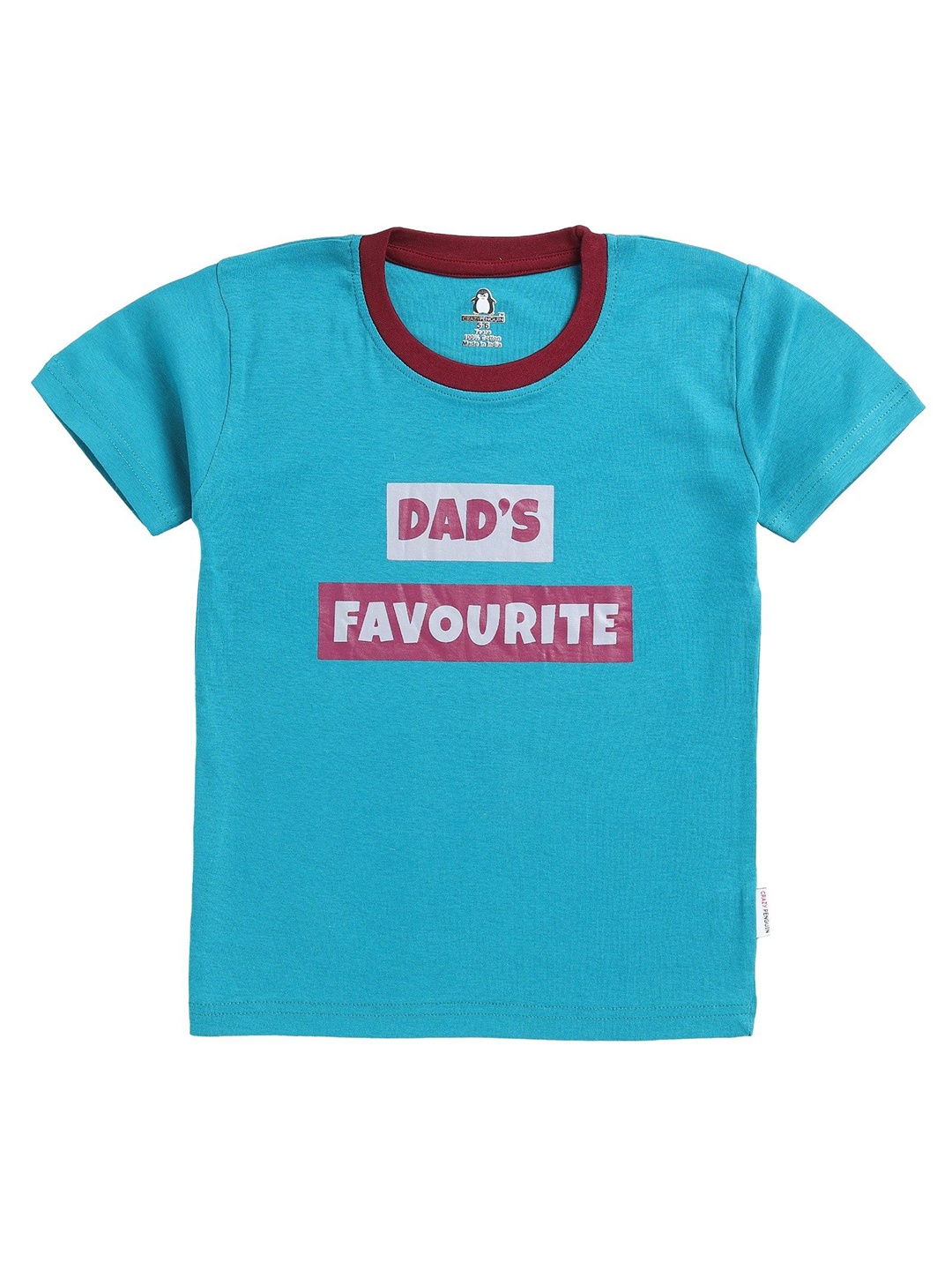 

CRAZYPENGUIN ELITE Boys Typography Printed Round Neck Cotton T-shirt, Blue