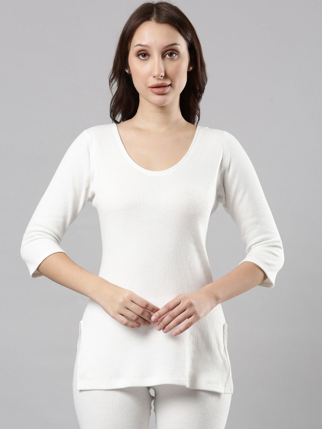 

Femmora Round Neck Thermal Tops, White