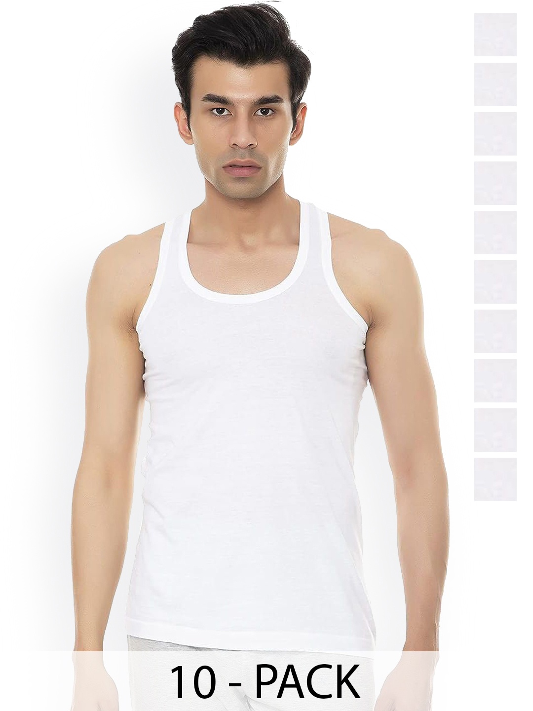 

AMUL COMFY Pack Of 10 Cotton Basic Vests Comfy-White-RN-10-95