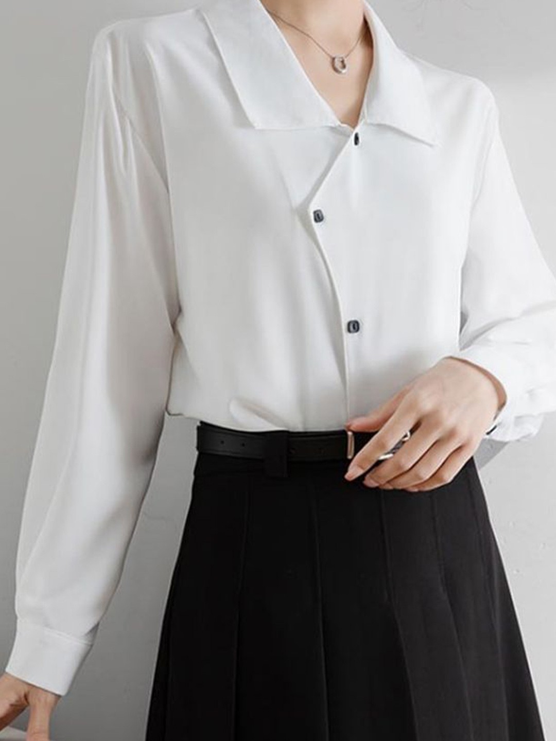 

LULU & SKY Tie-Up Neck Shirt Style Top, White