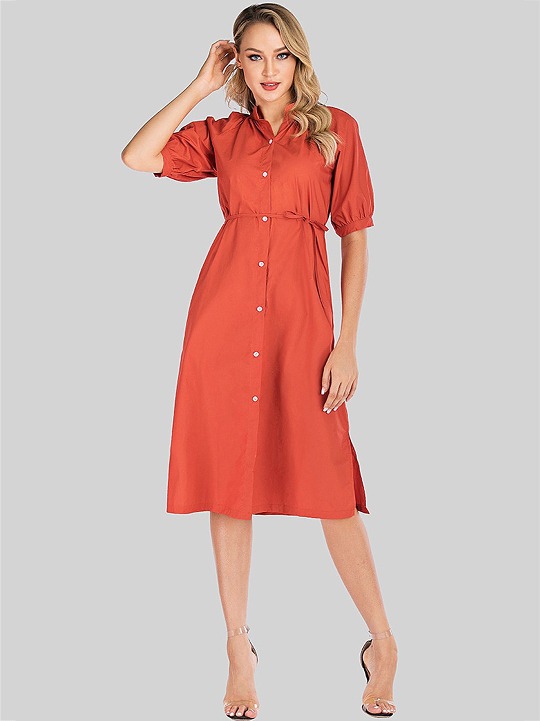 

LULU & SKY Shirt Midi Dress, Orange