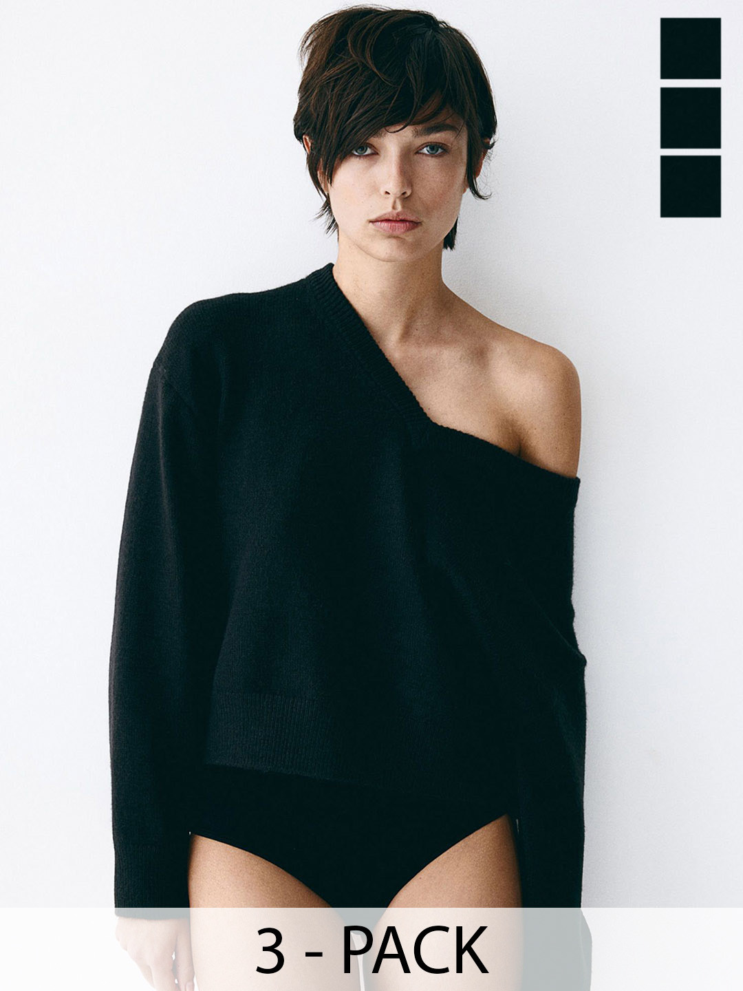 

H&M 3-Pack Cotton and Lace Hipster Briefs, Black