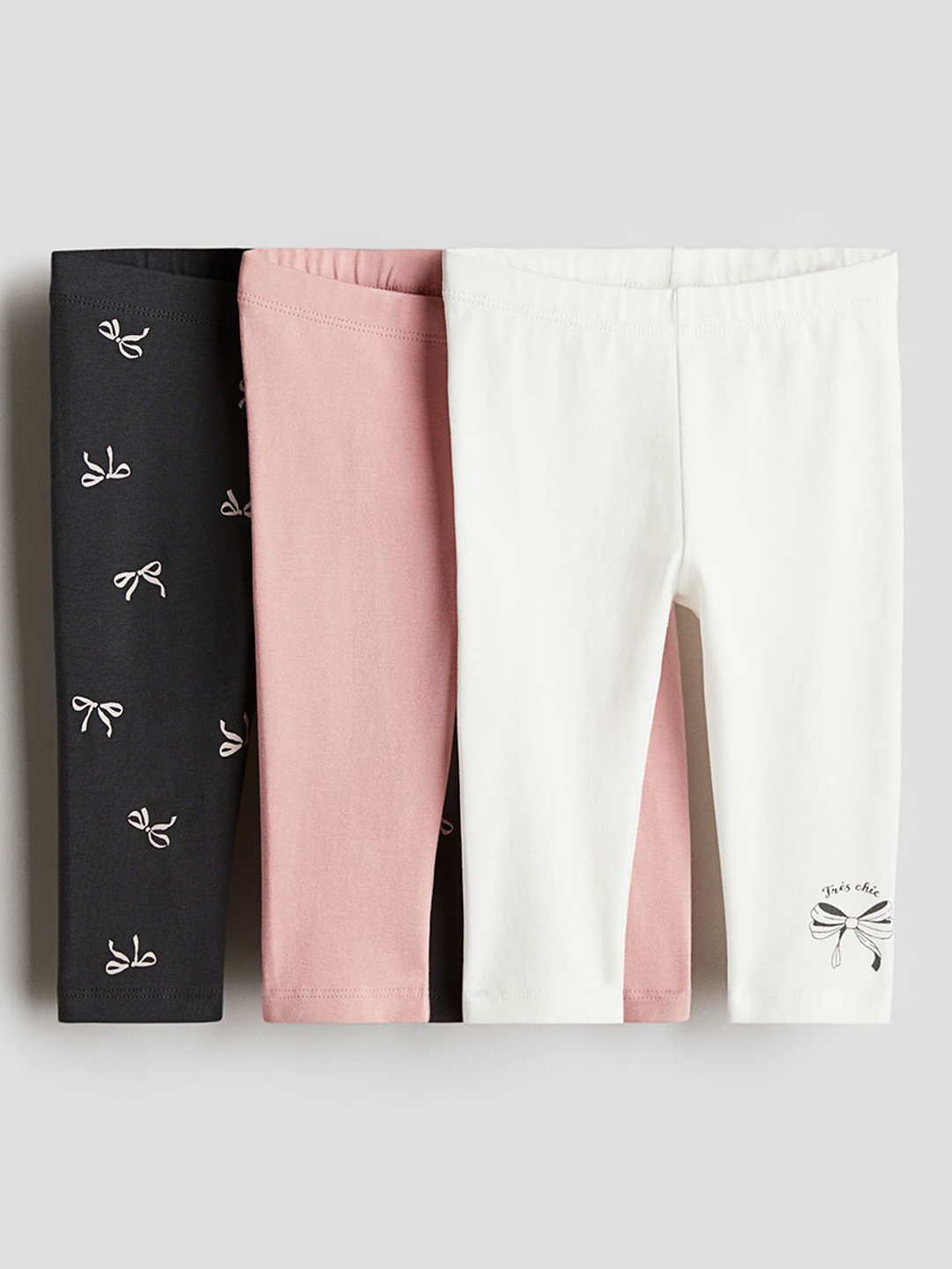 

H&M Boys 3-Pack Cotton Jersey Leggings, Grey