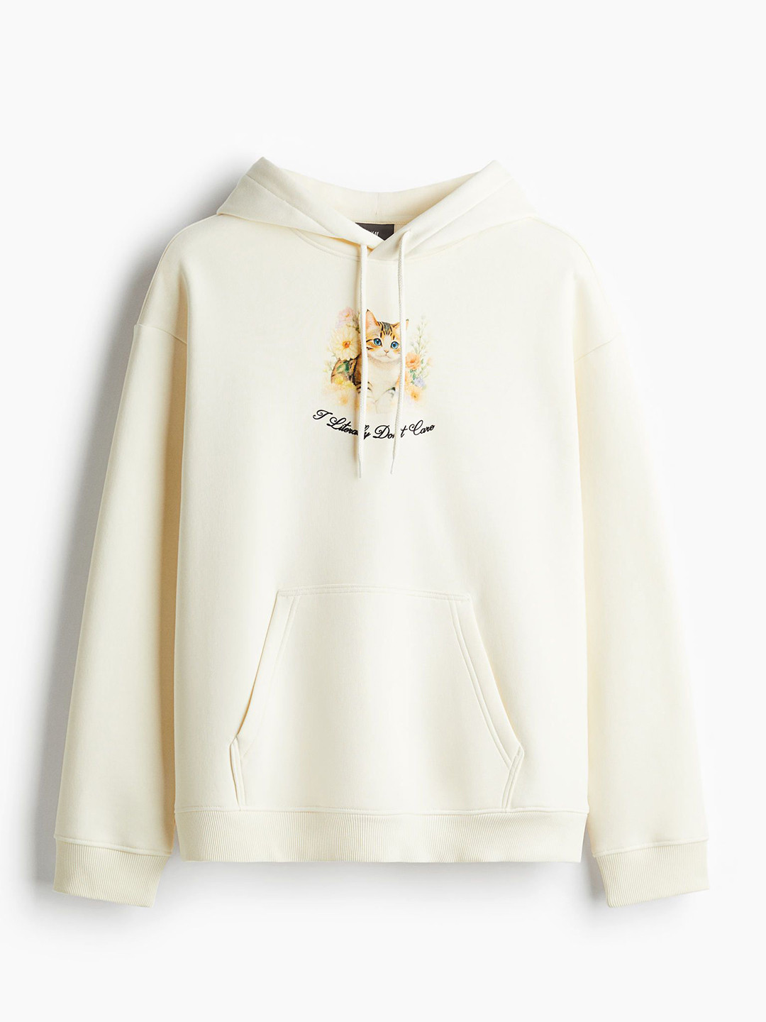 

H&M Loose Fit Printed Hoodie, Beige