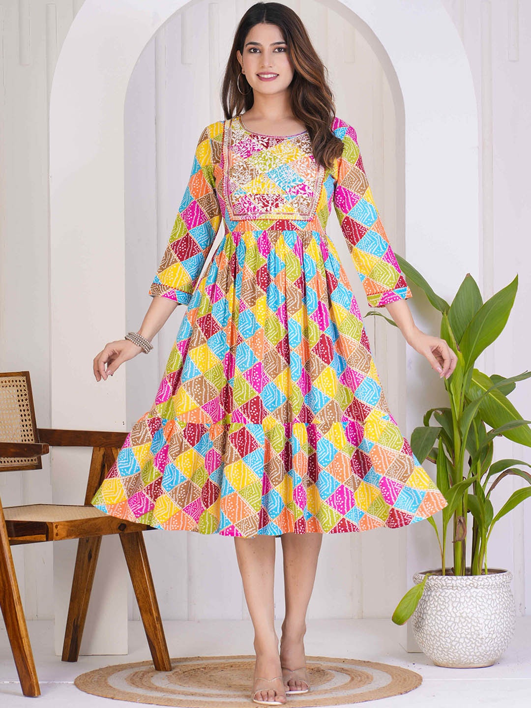 

Kamayra Women Printed Sequinned Anarkali Kurta, Multi
