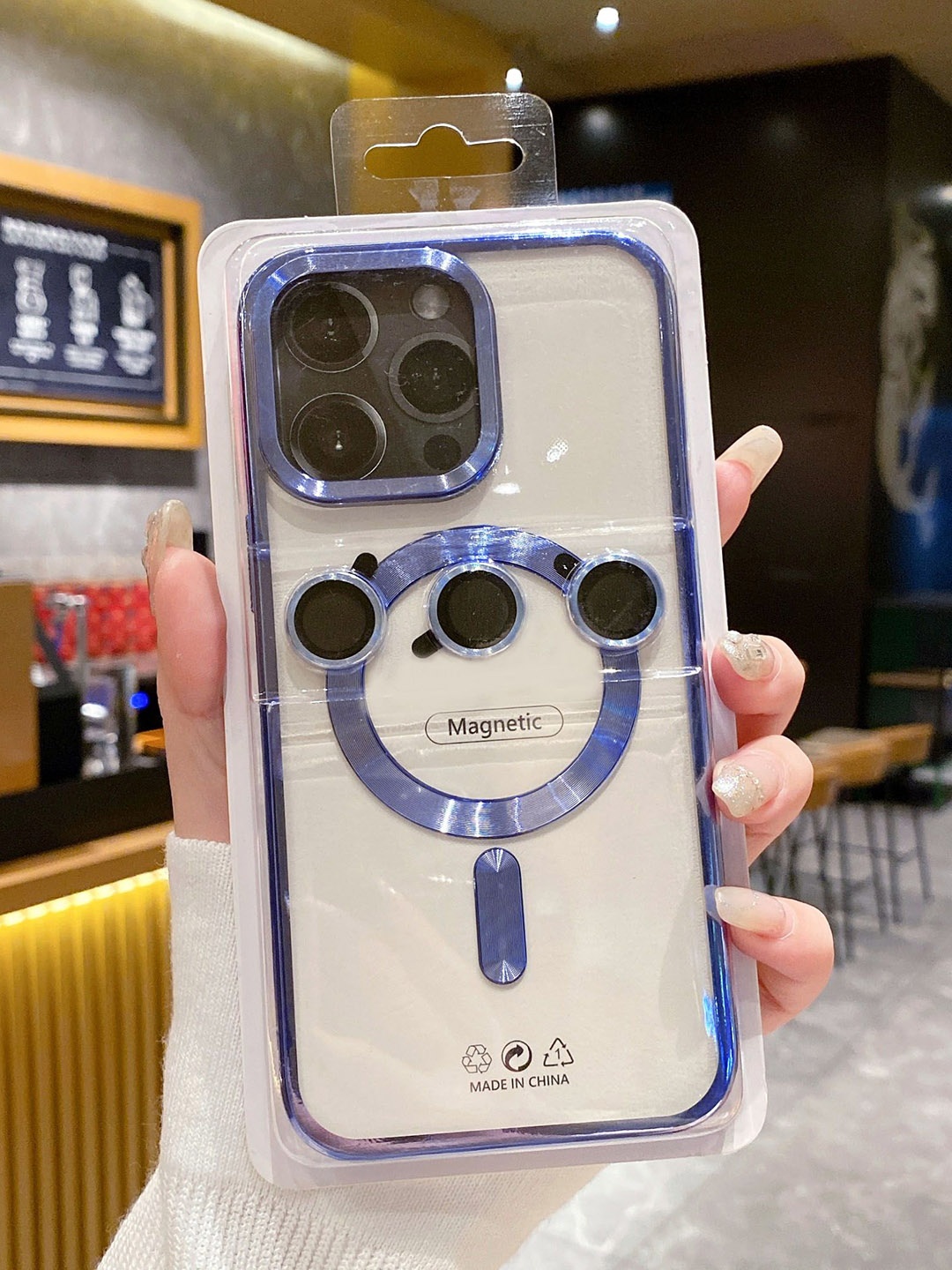

Luxury Kase Solid Printed iPhone 14 Pro Back Case Mobile Accessories, Blue