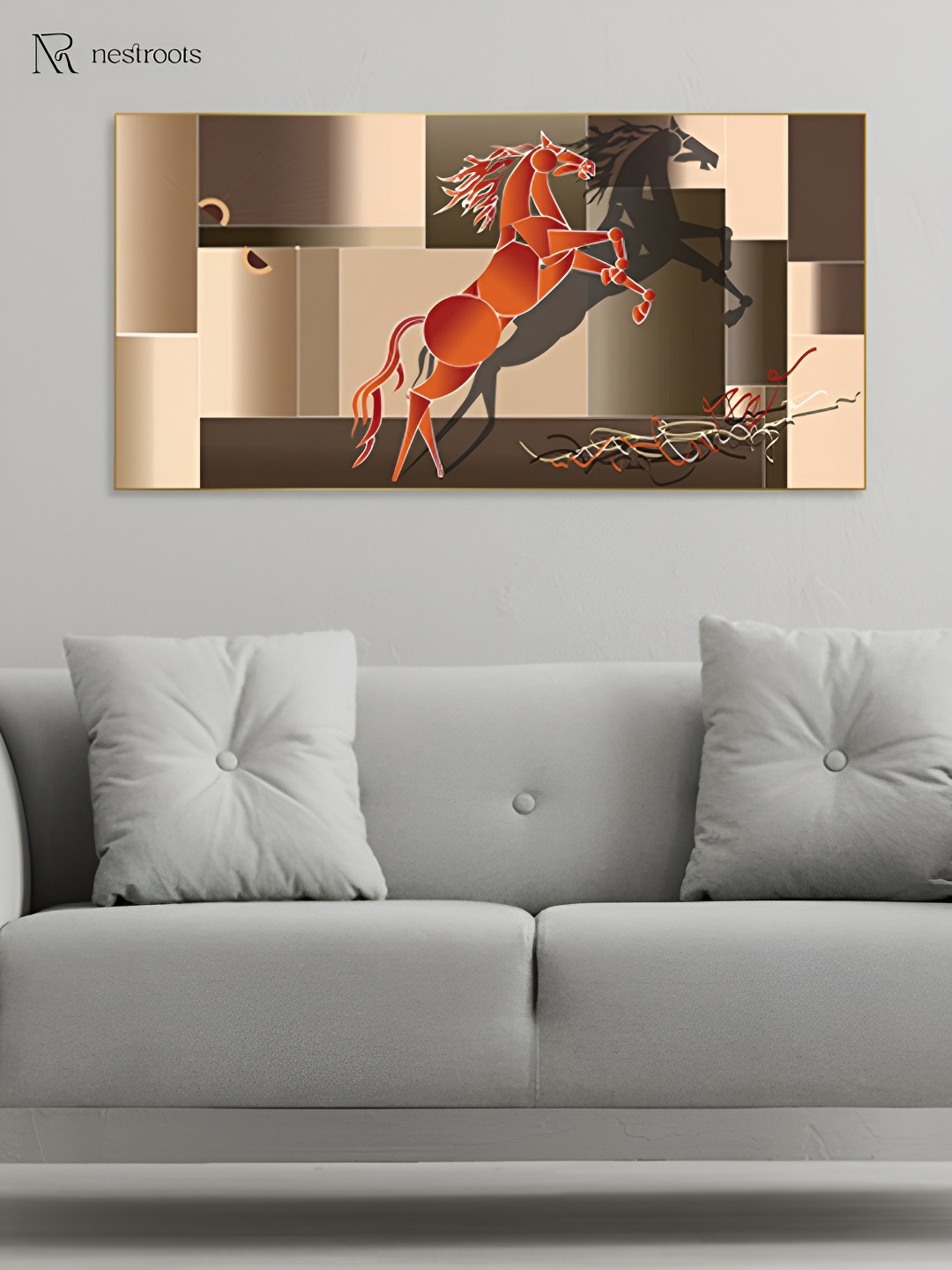 

nestroots Brown & Beige Pride in Solitude Canvas Painting Wall Art