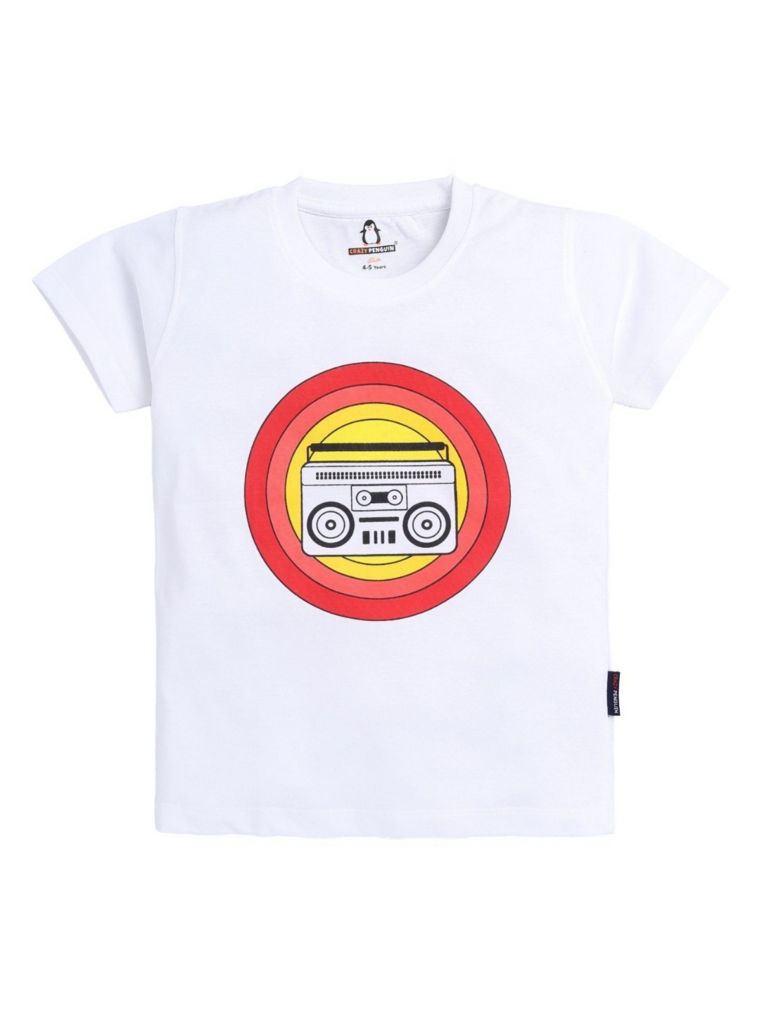 

CRAZYPENGUIN ELITE Boys Graphic Printed Round Neck Cotton T-shirt, White