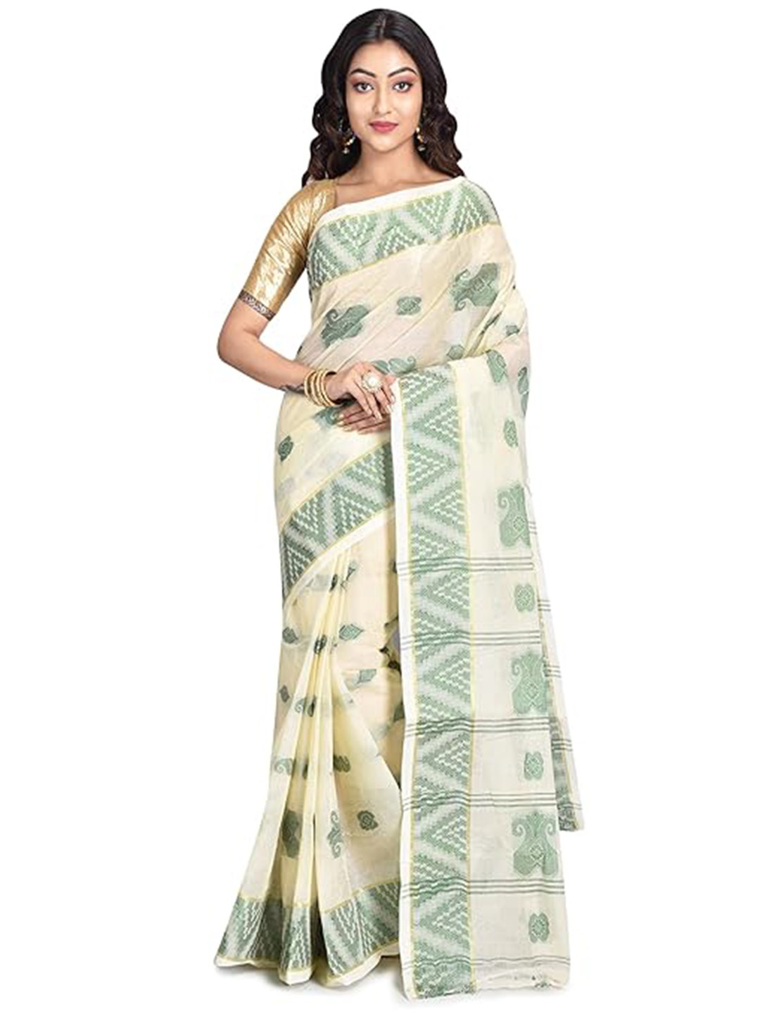 

RAJ SAREE HOUSE Paisley Zari Saree, White