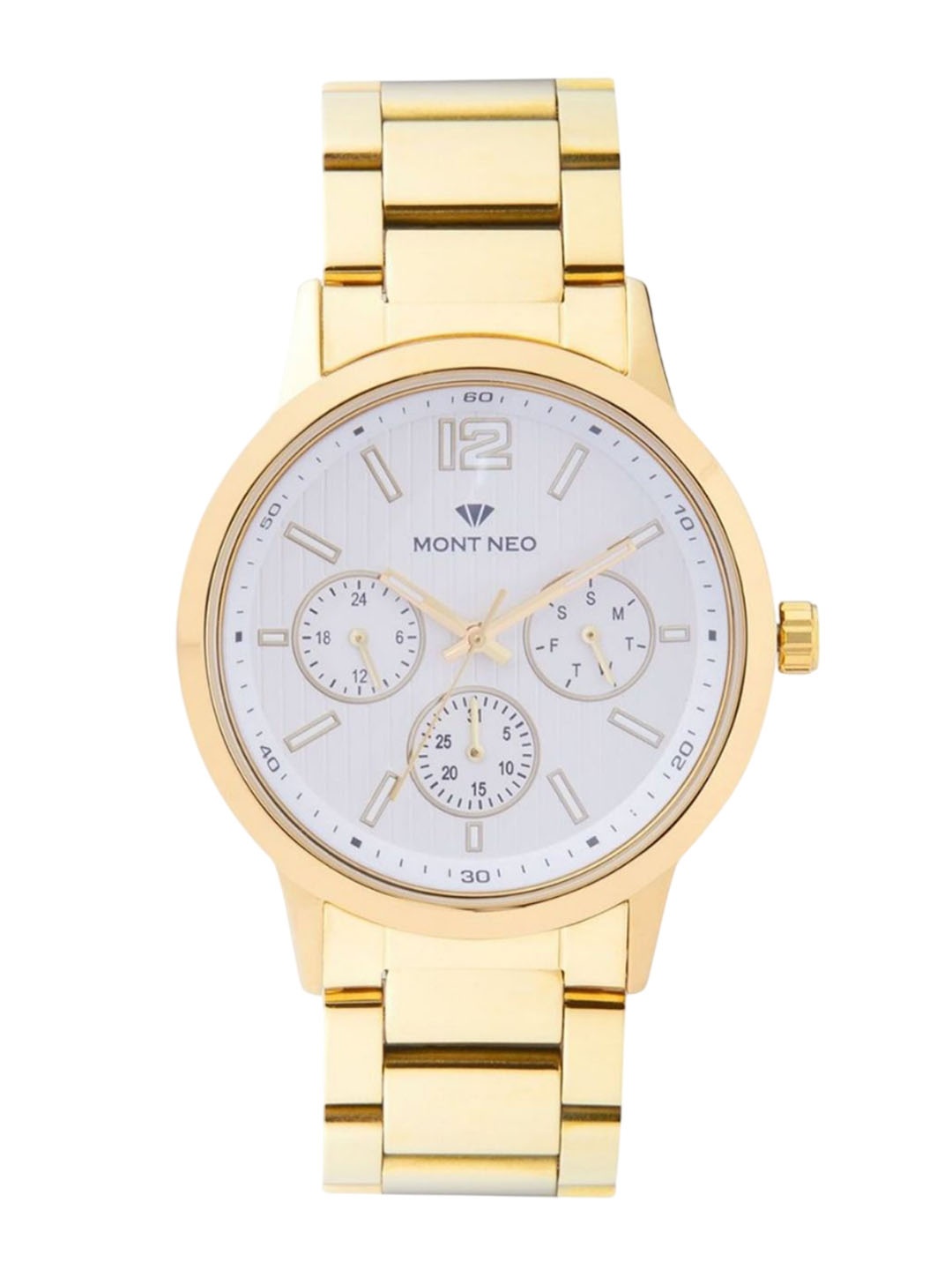 

MONT NEO Men Embellished Dial & Leather Bracelet Style Straps Analogue Watch 8008M-L2203, Silver