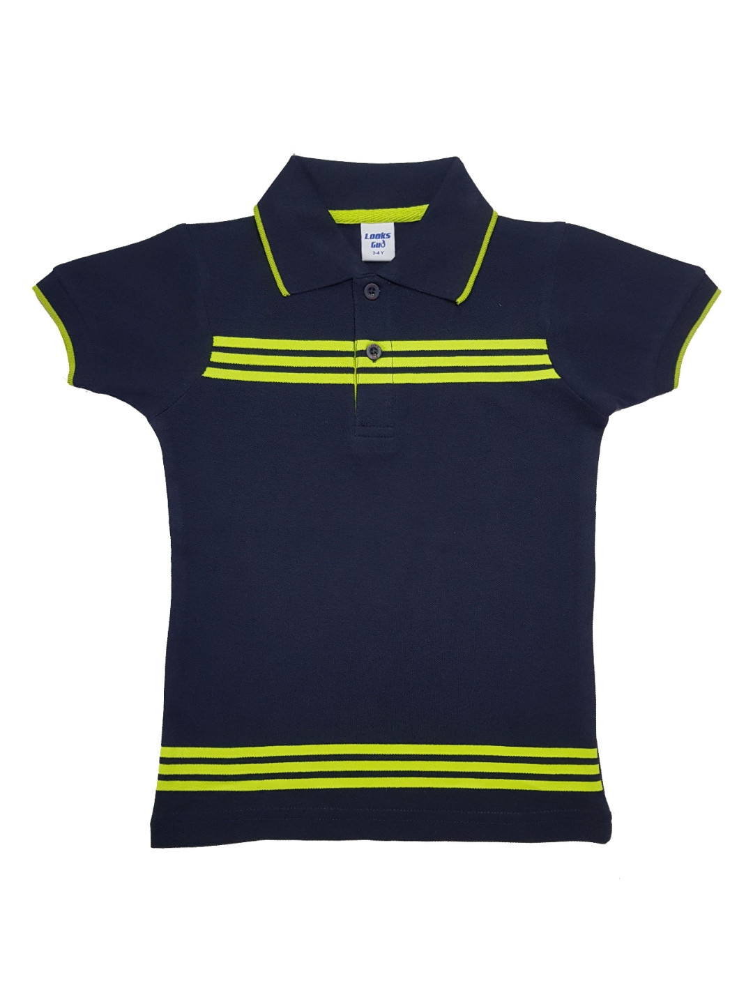 

Clothe Funn Boys Striped Polo Collar Short Sleeves Cotton Casual T-shirt, Navy blue