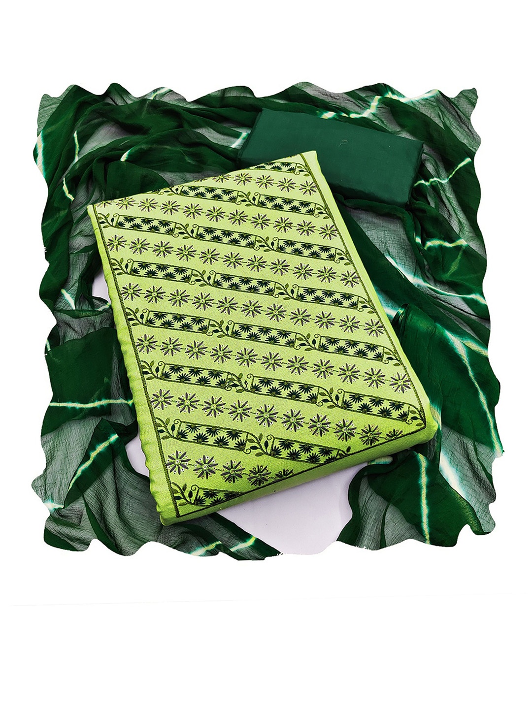 

Maroosh Embroidered Unstitched Dress Material, Green