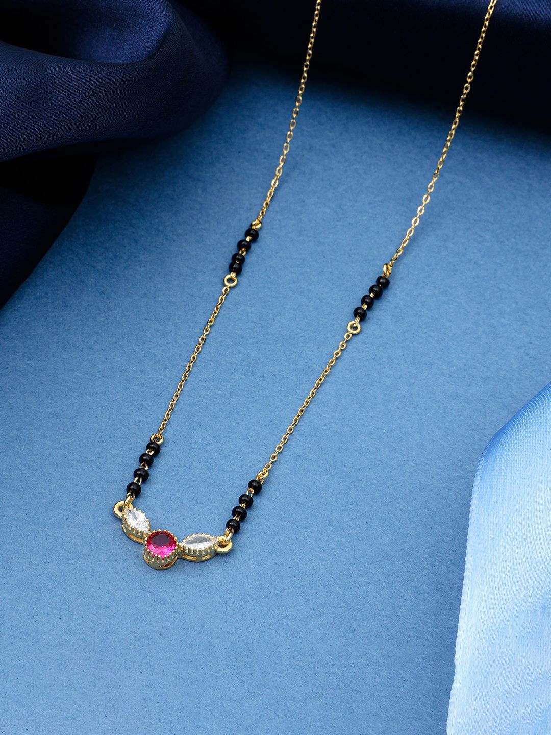 

MAIRA 925 Sterling Silver Gold Plated Kundan Studded Mangalsutra