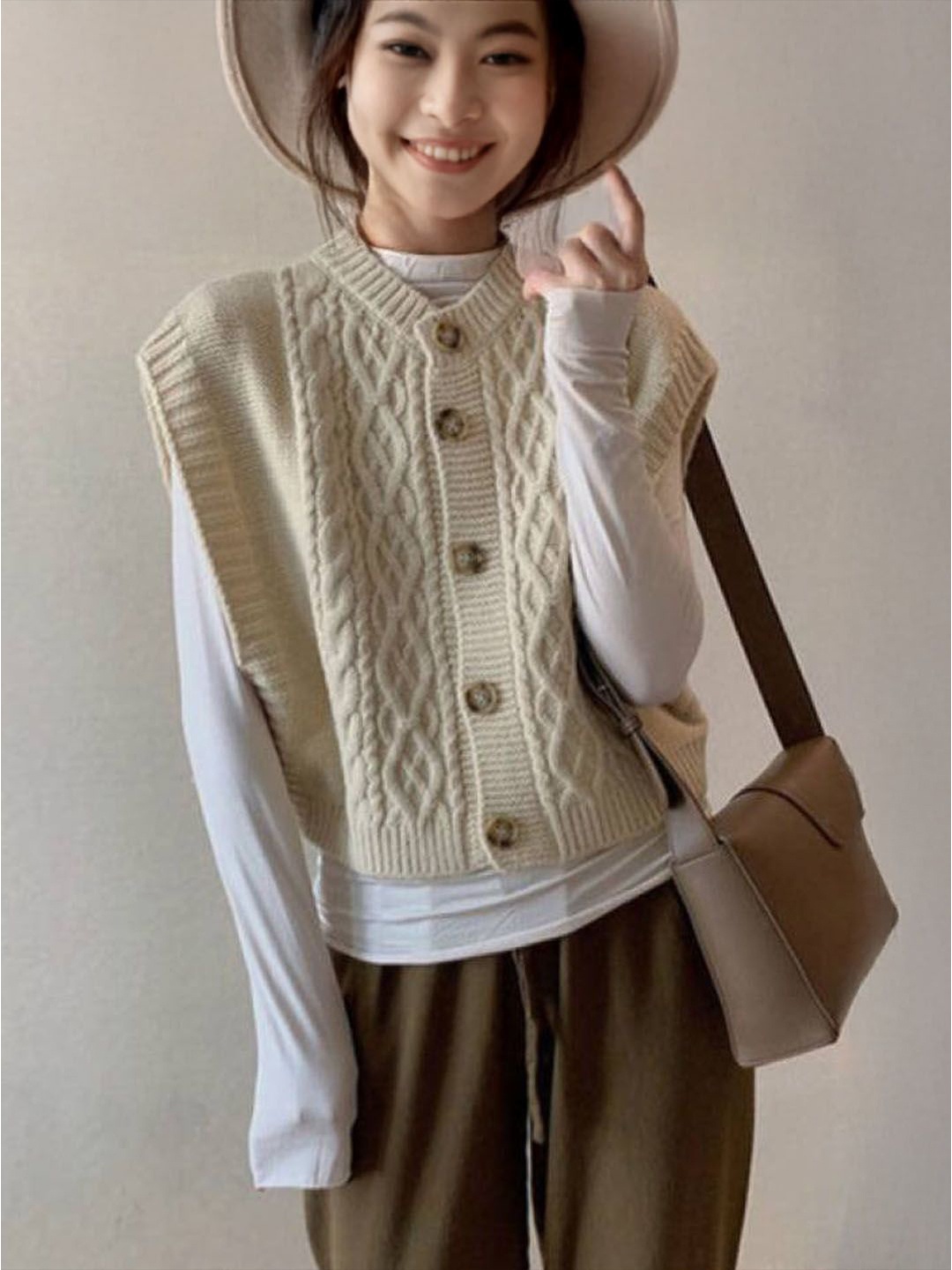 

StyleCast Women Cable Knit Sweater Vest, Beige