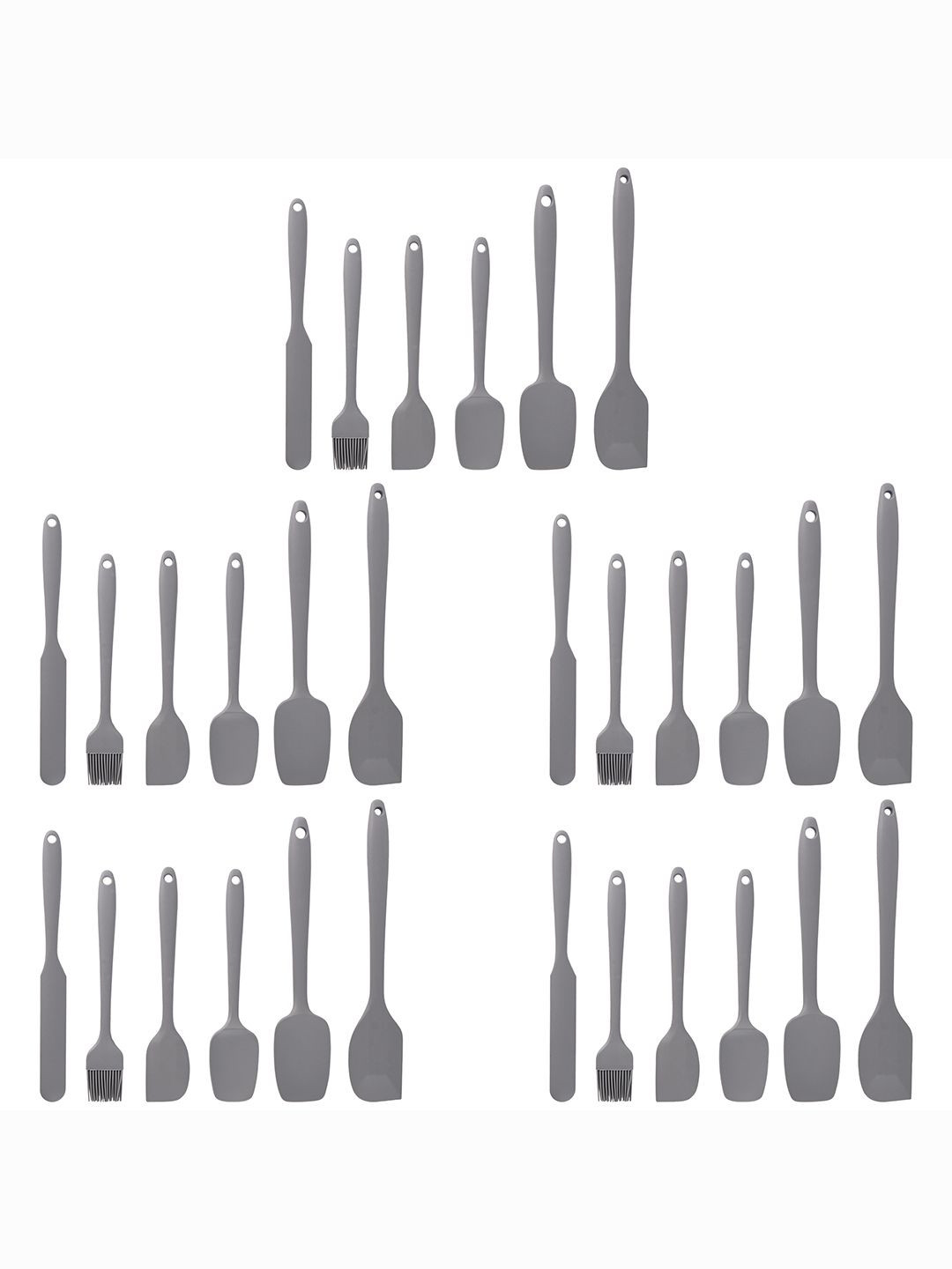 

Kuber Industries Grey 30 Pieces Silicone Nonstick Spatula Set