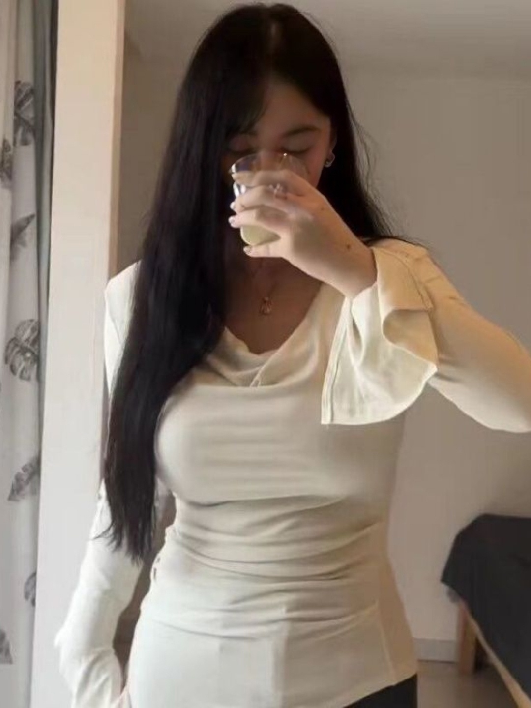 

HERE&NOW Women Off-Shoulder Extended Sleeves Top, White