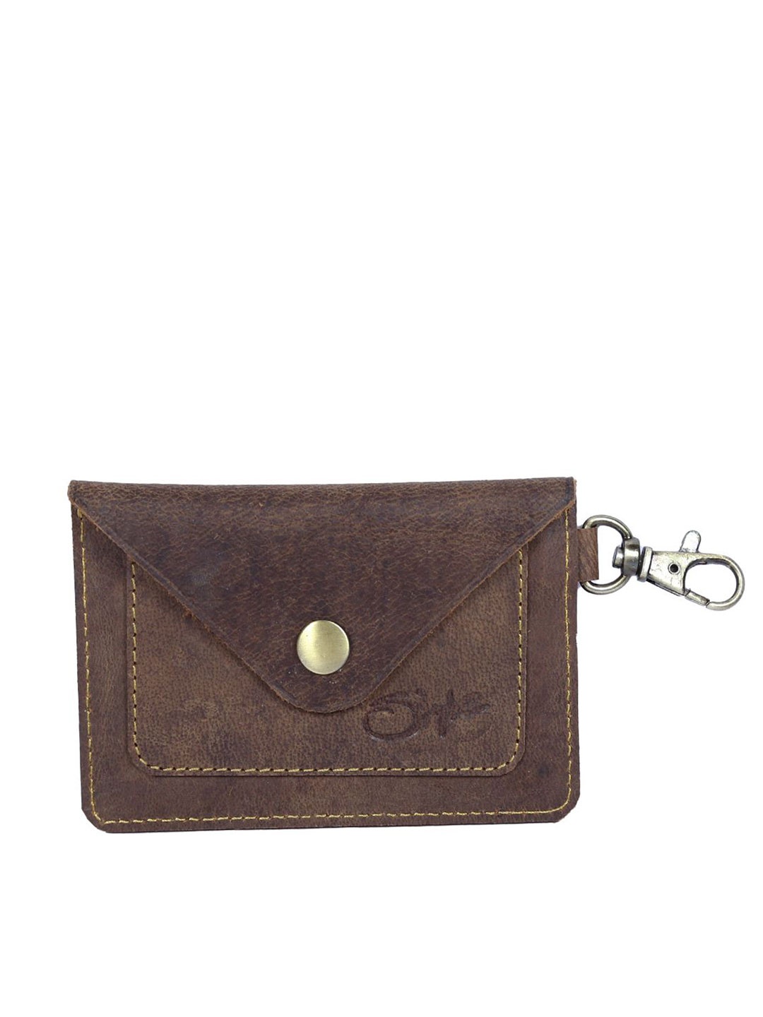 

Style Shoes Unisex Embroidered Leather Card Holder, Brown