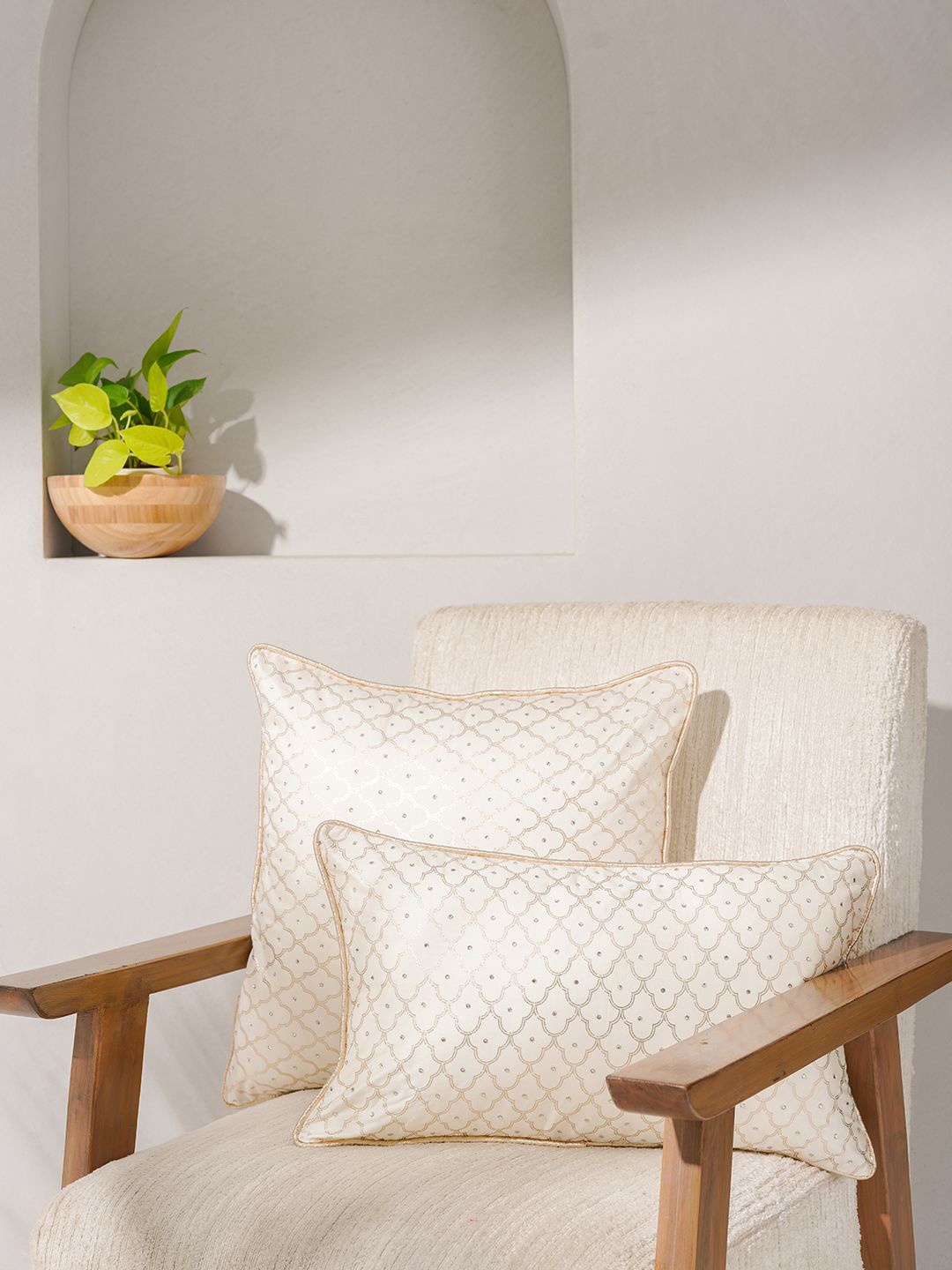 

India Circus by Krsnaa Mehta White Geometric Square Cushion Covers
