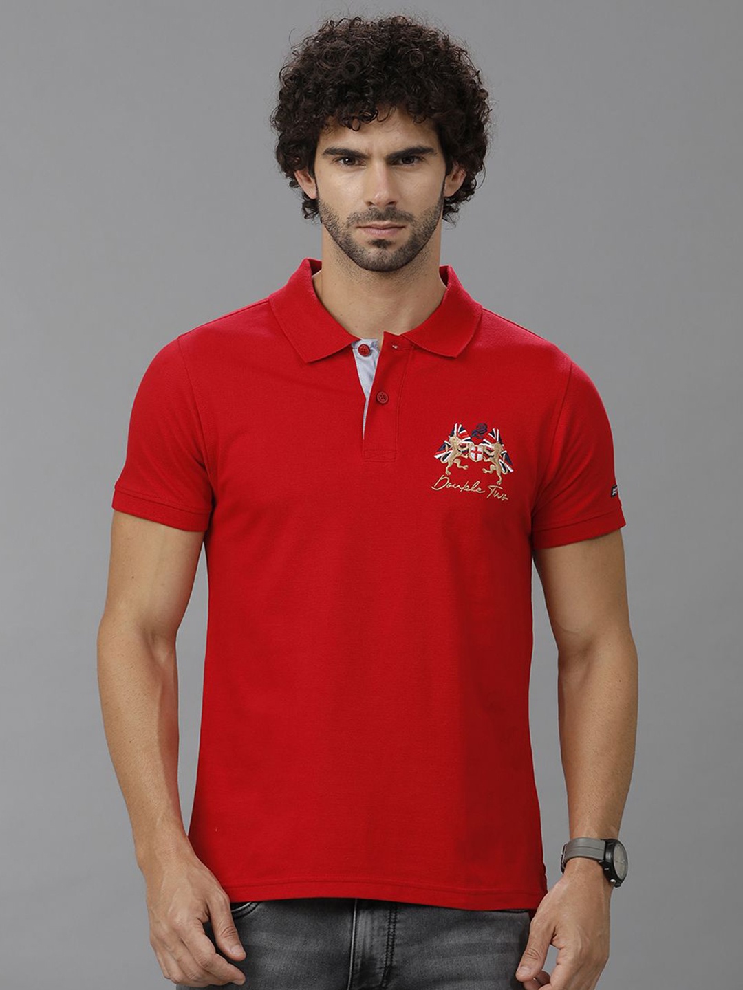 

Double Two Men Avengers Polo Collar Slim Fit T-shirt, Red