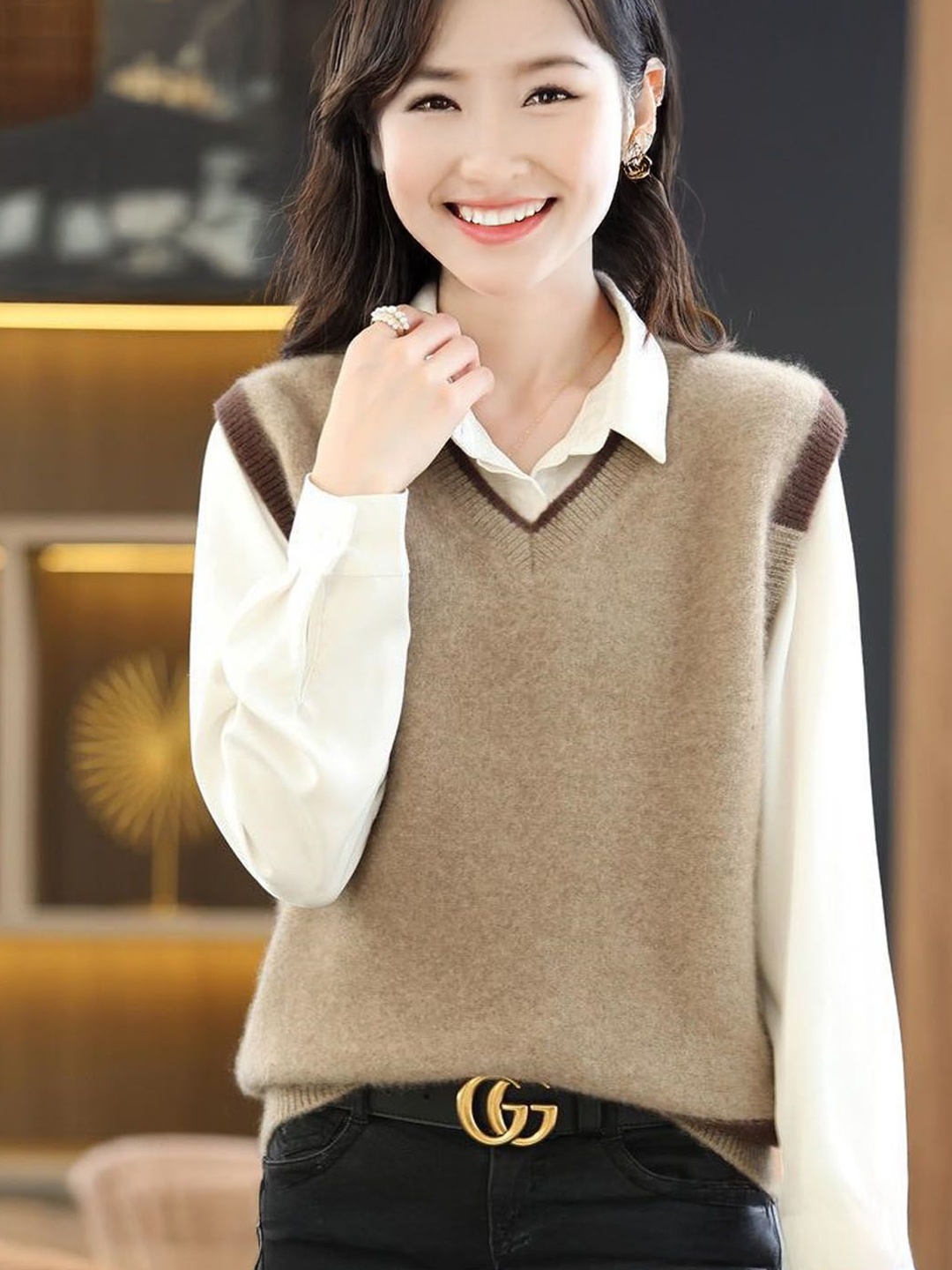 

StyleCast Women Sweater Vest, Khaki