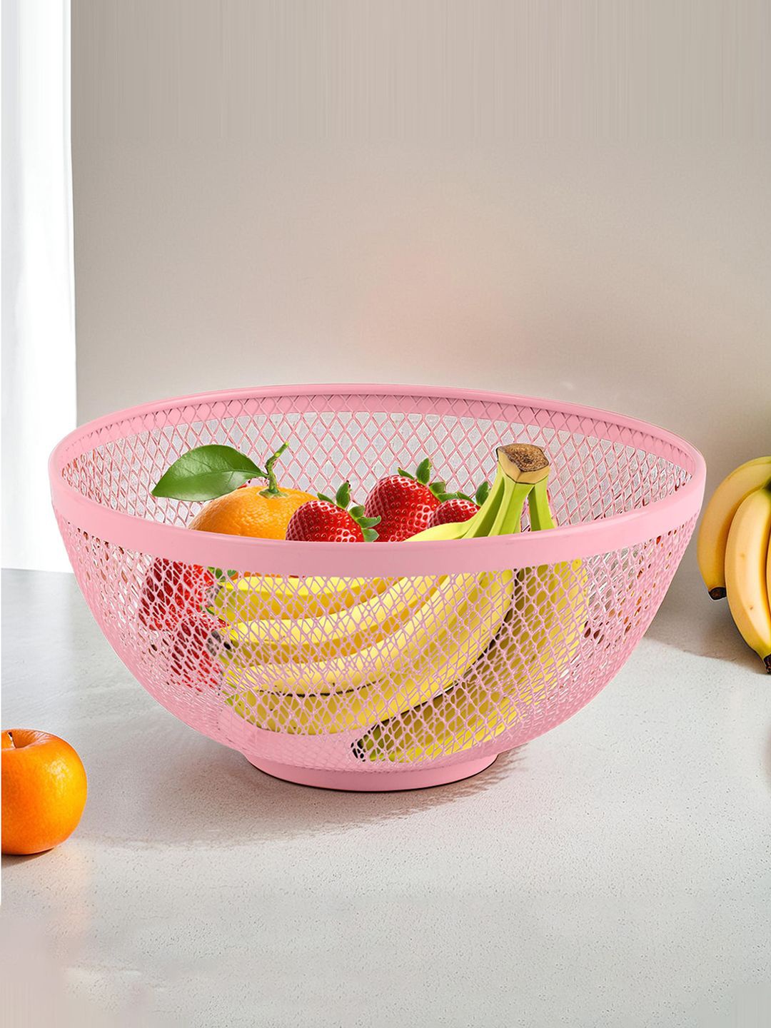 

Kuber Industries Pack of 4 Multipurpose Mesh Fruit Basket For Dining Table, Pink