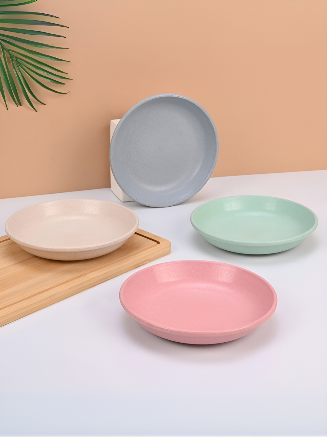 

eha Green & Pink 4 Pieces Dishwasher Safe Plates