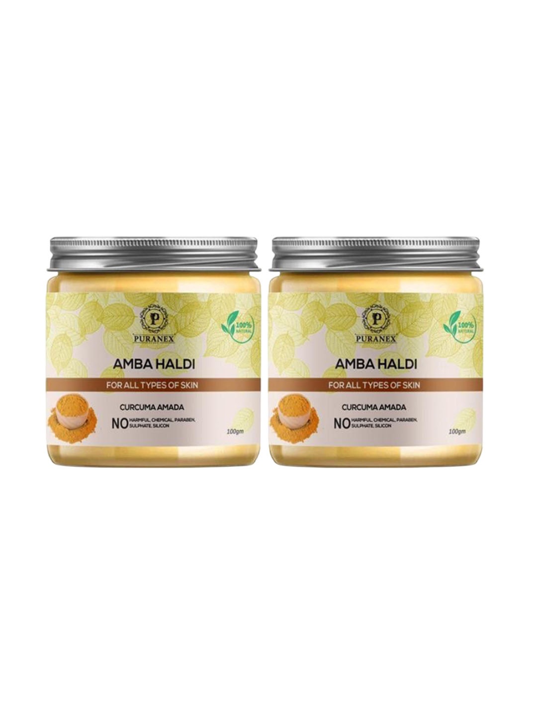 

Puranex Set Of 2 100% Natural Amba Haldi Powder Face Pack - 100 g Each, White