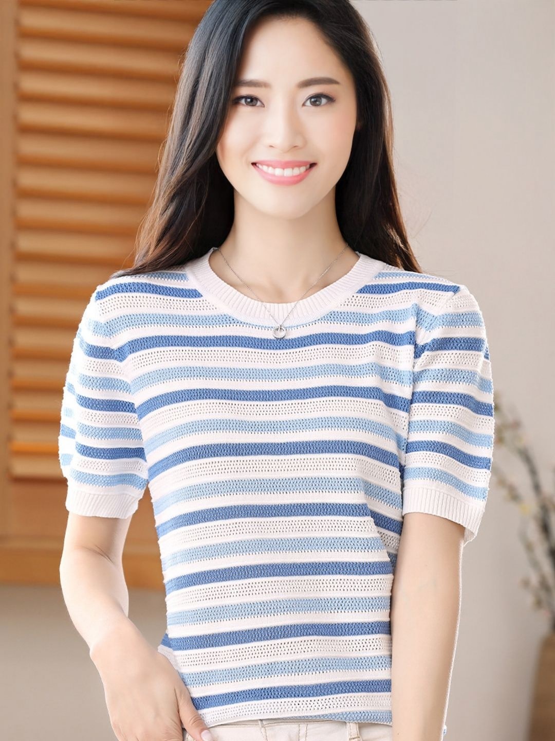 

StyleCast Women Striped T-shirt, White