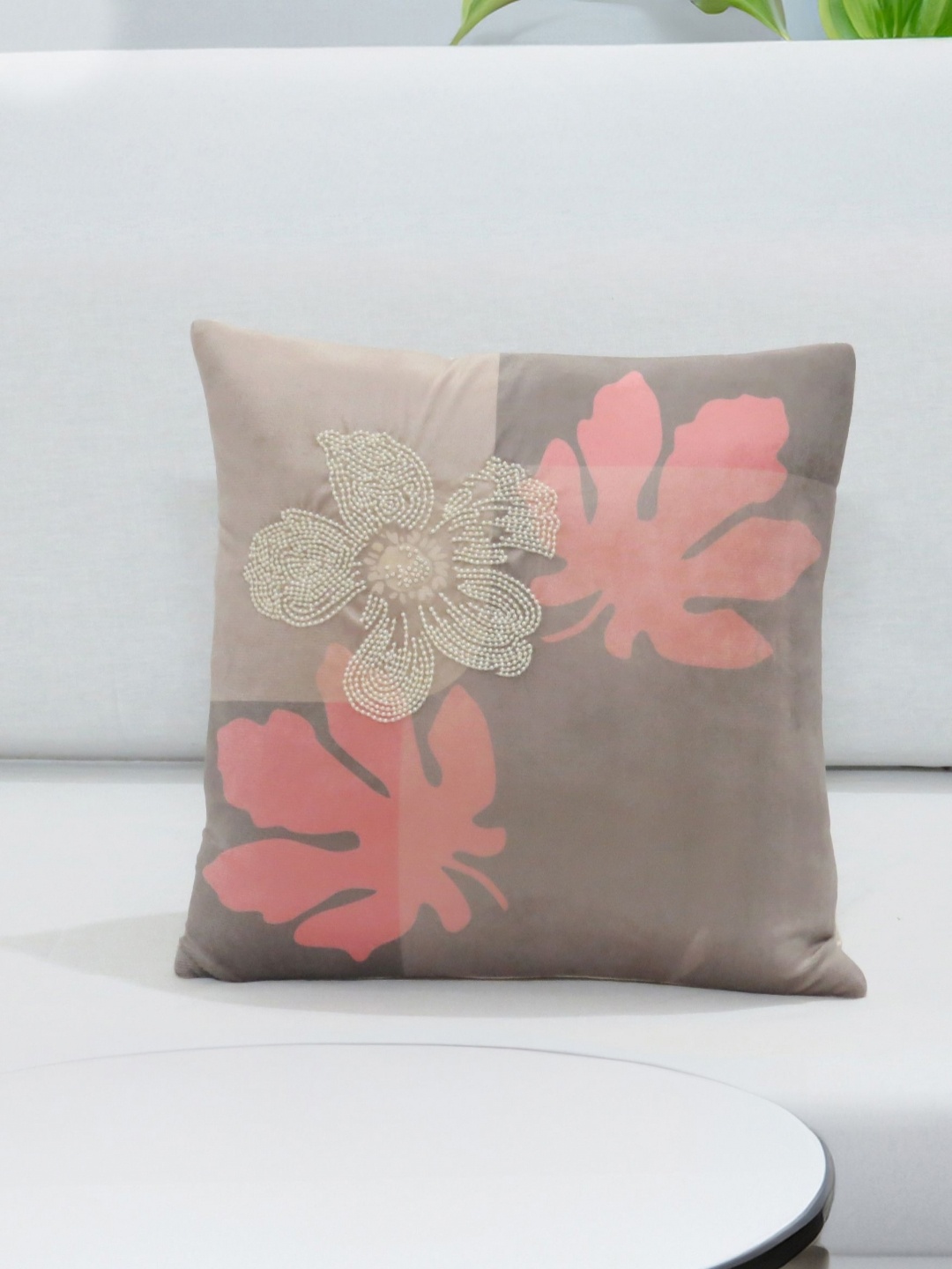 

Mid July Home Grey & Pink Floral Velvet Square Cushion Covers