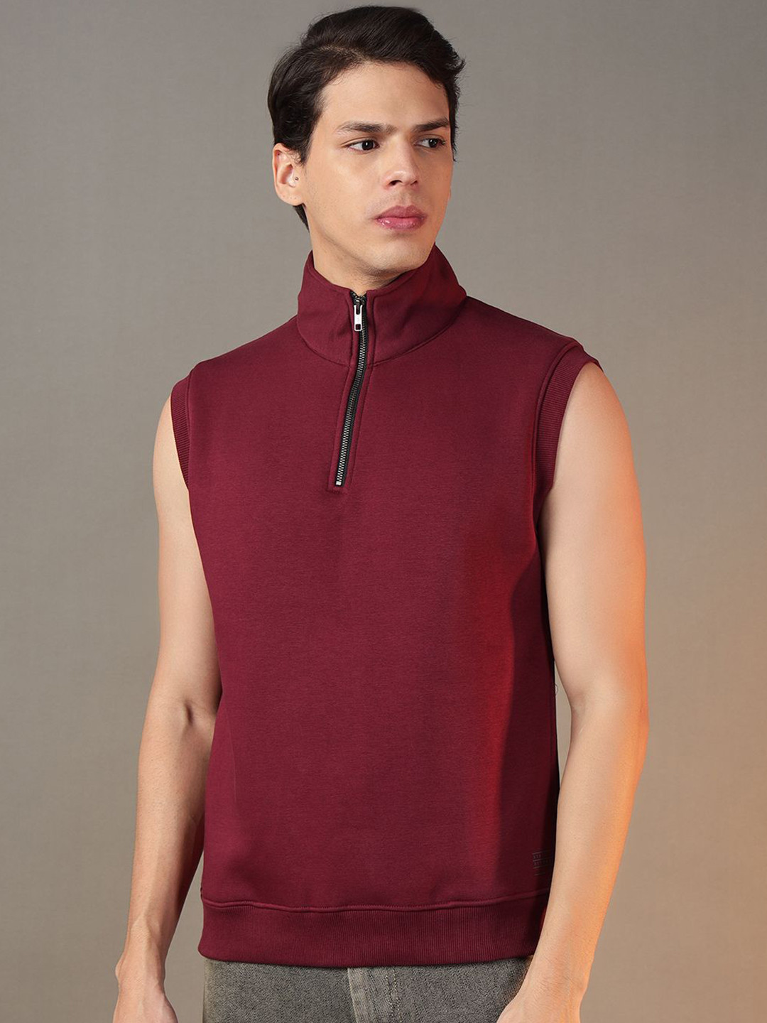 

FCK GOLD Men Fleece Sporty Jacket with Embroidered, Maroon