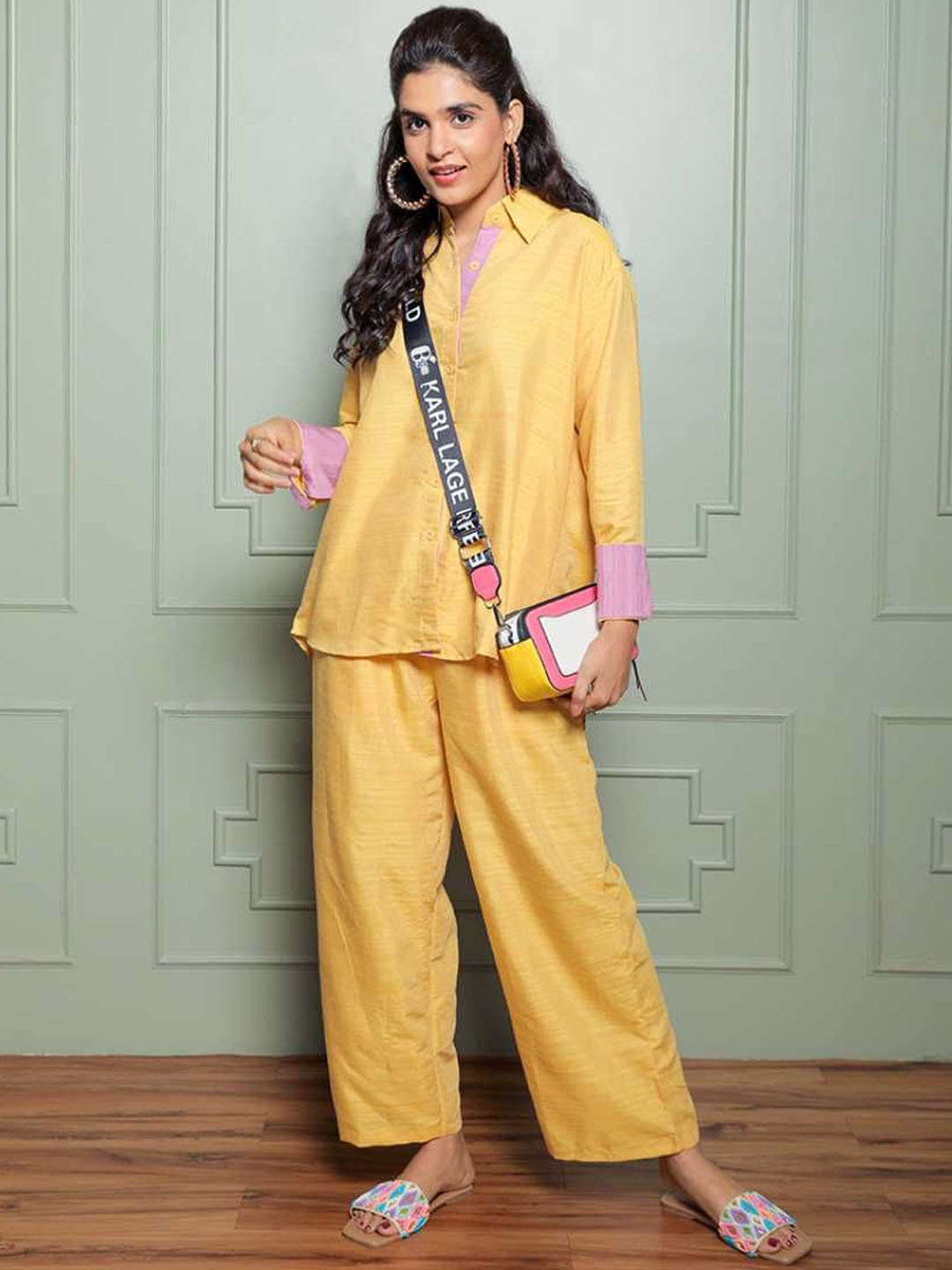 

Label Ishnya Long Sleeves Shirt With Trouser Co-Ords, Yellow
