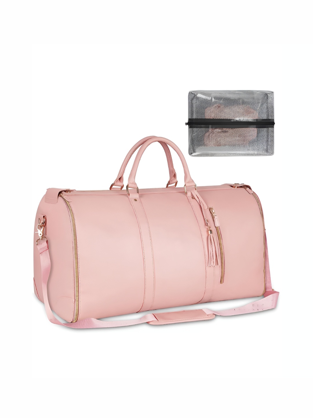 

HOUSE OF QUIRK Pink 2 In 1 Convertible Travel Duffel Bag