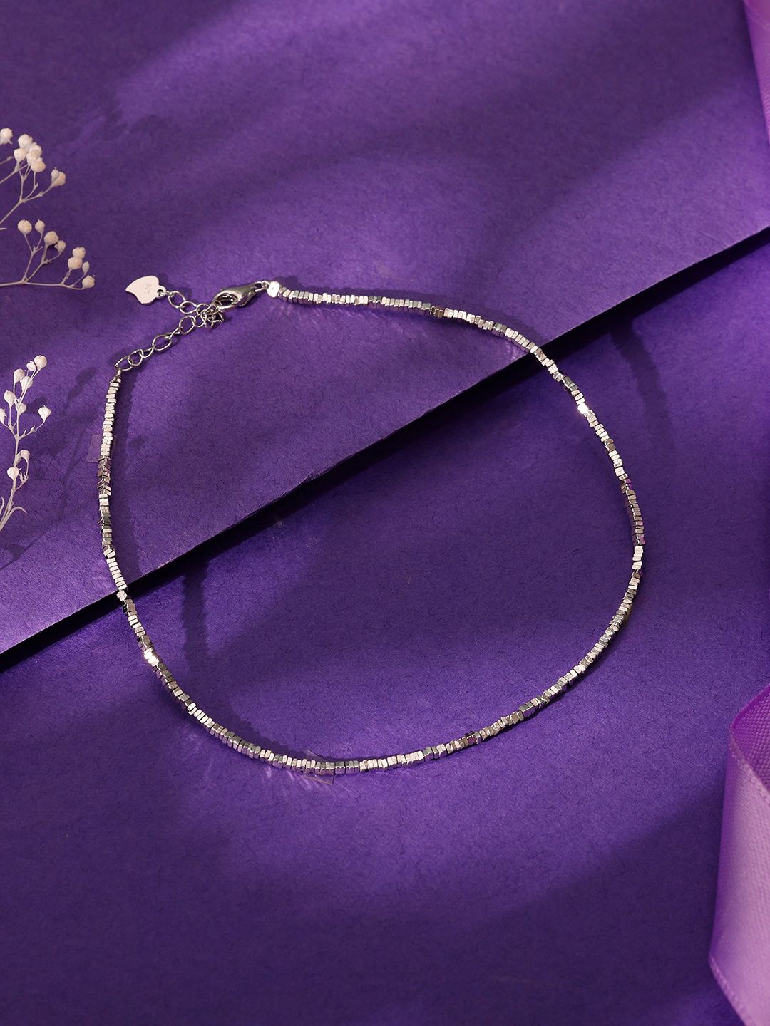 

GIVA 925 Sterling Silver Rhodium-Plated Oxidised Anklet