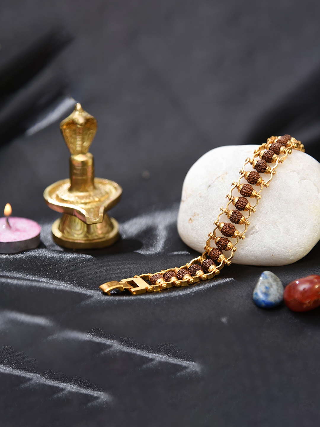 

Astrotalk Gold Plated Beaded Rudraksha Bracelet