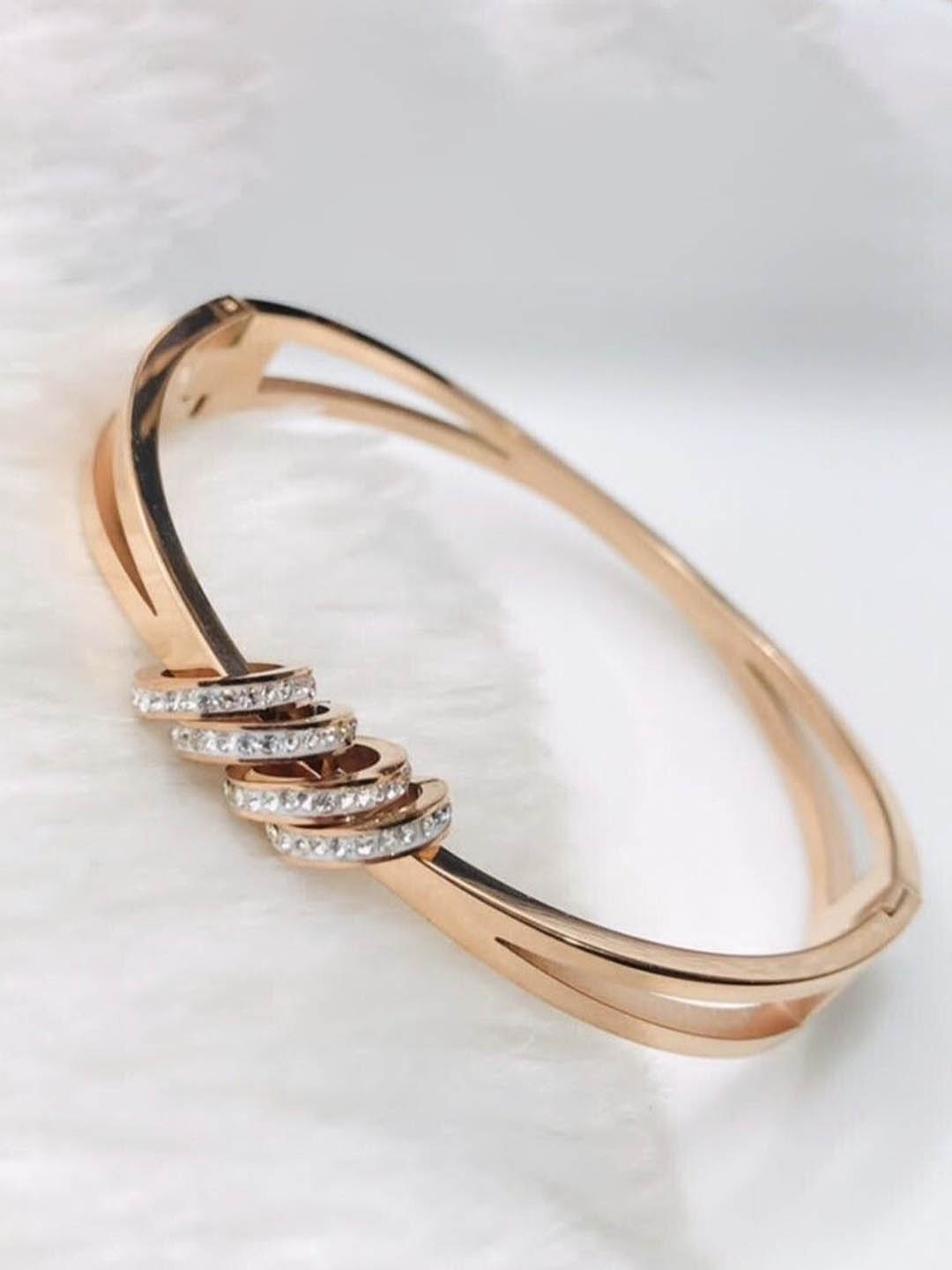 

V FASHION JEWELLERY Rose Gold-Plated Stainless Steel Bracelet