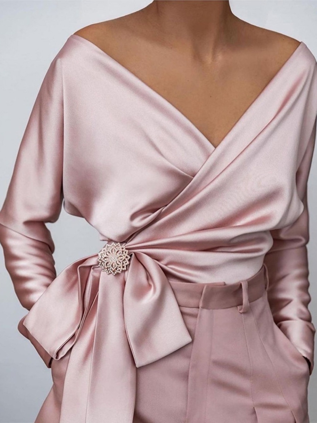 

StyleCast Women Long Sleeves Wrap Top, Pink