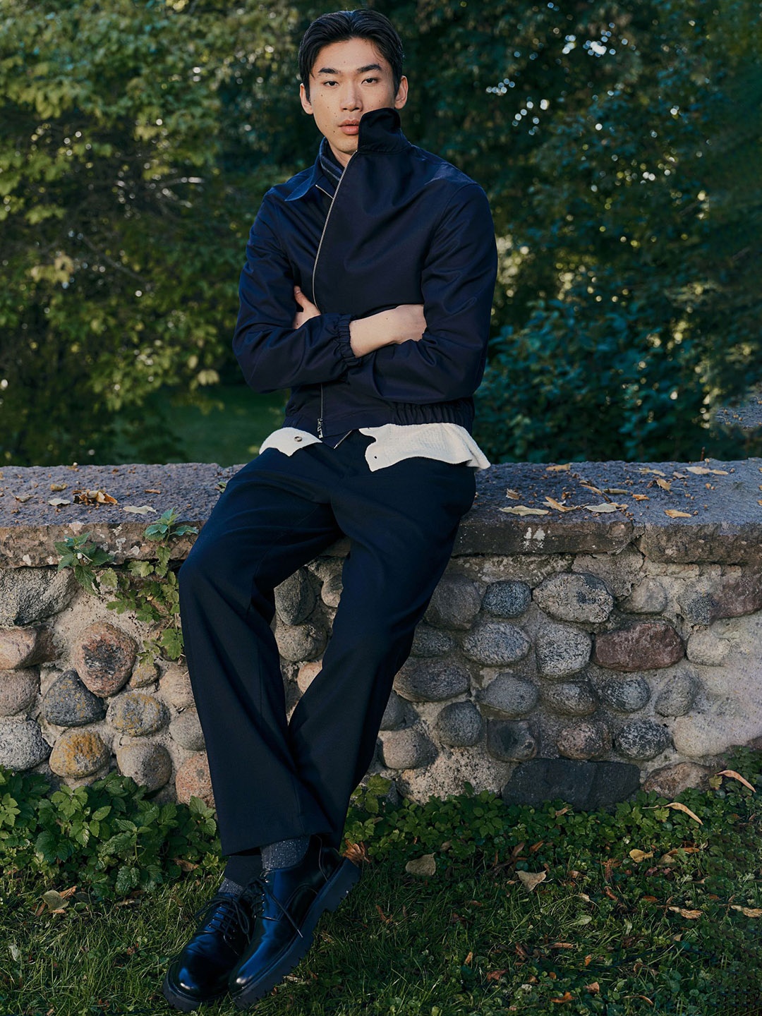 

H&M Relaxed Fit Twill Trousers, Blue