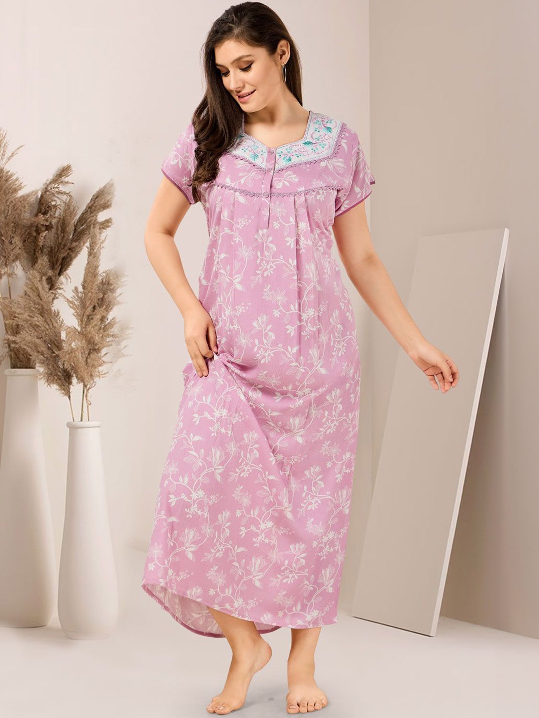 

Soulemo Printed Maxi Nightdress, Pink