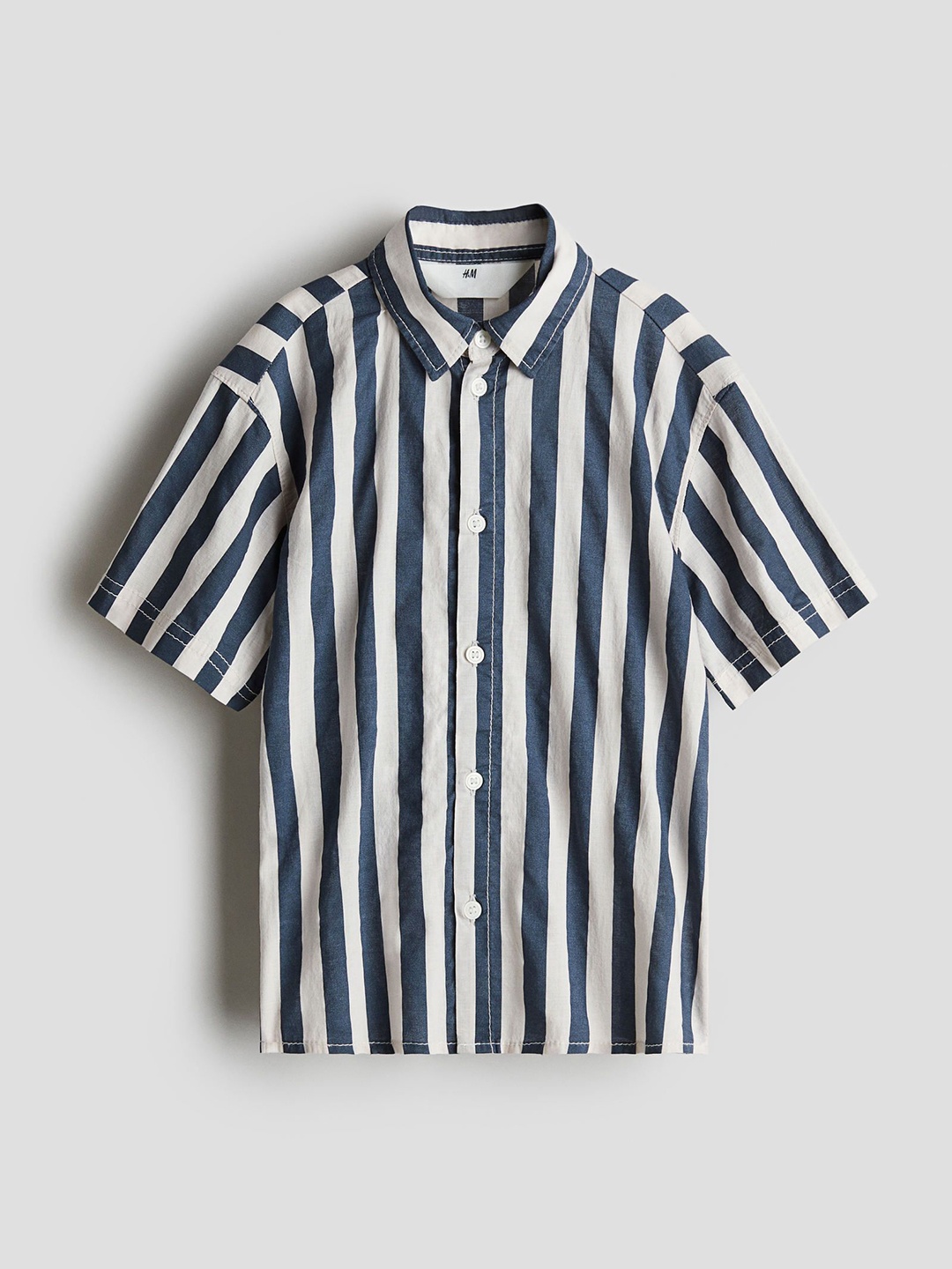 

H&M Printed Short-Sleeved Shirt, White