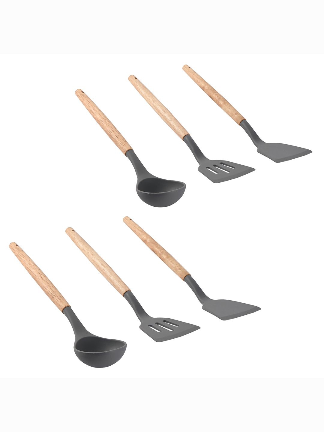 

Kuber Industries Unisex Grey 6 Pcs Silicone Nonstick Spatula Set