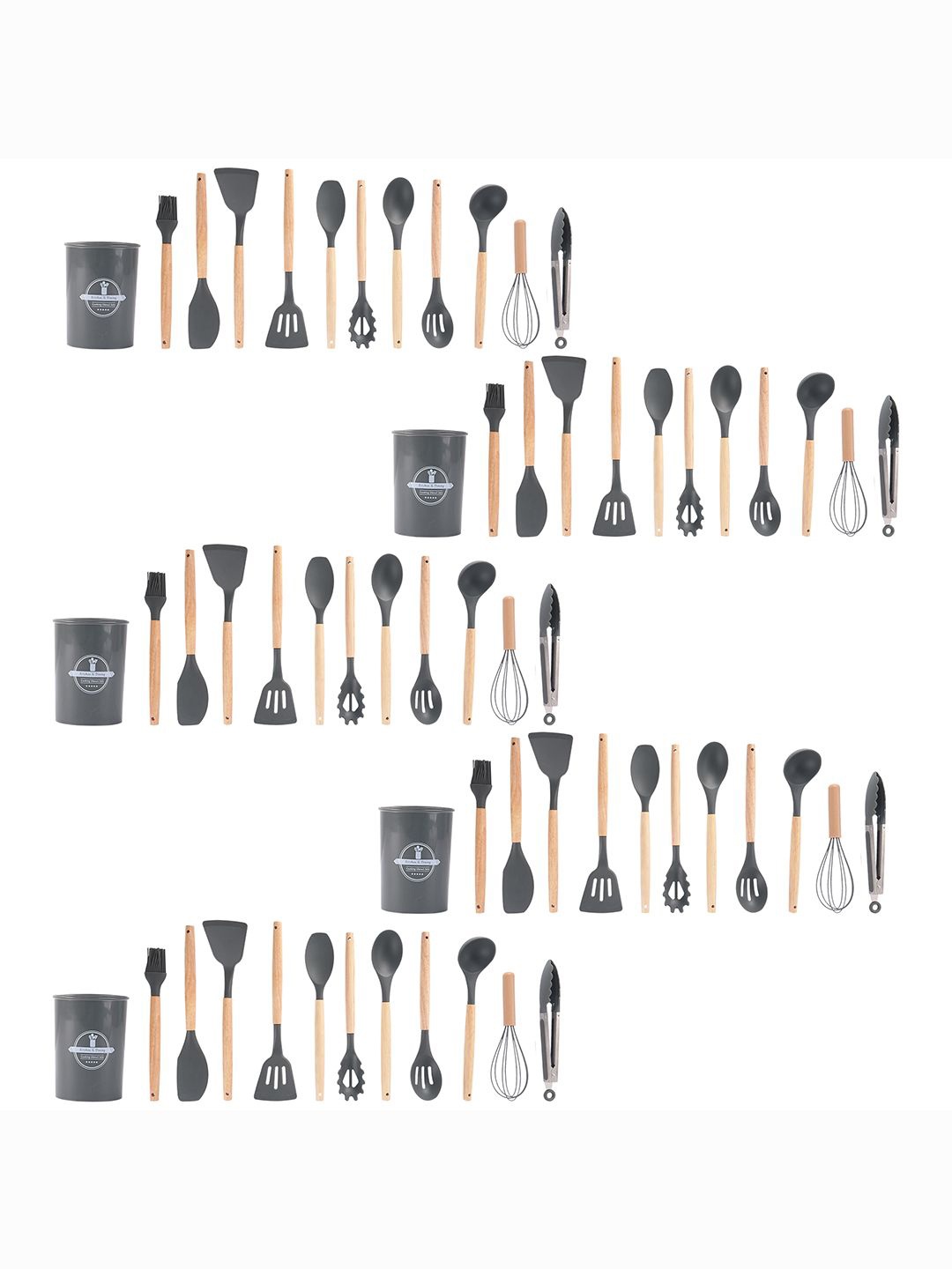 

Kuber Industries Unisex Grey 60 Pcs Silicone Nonstick Spatula Set