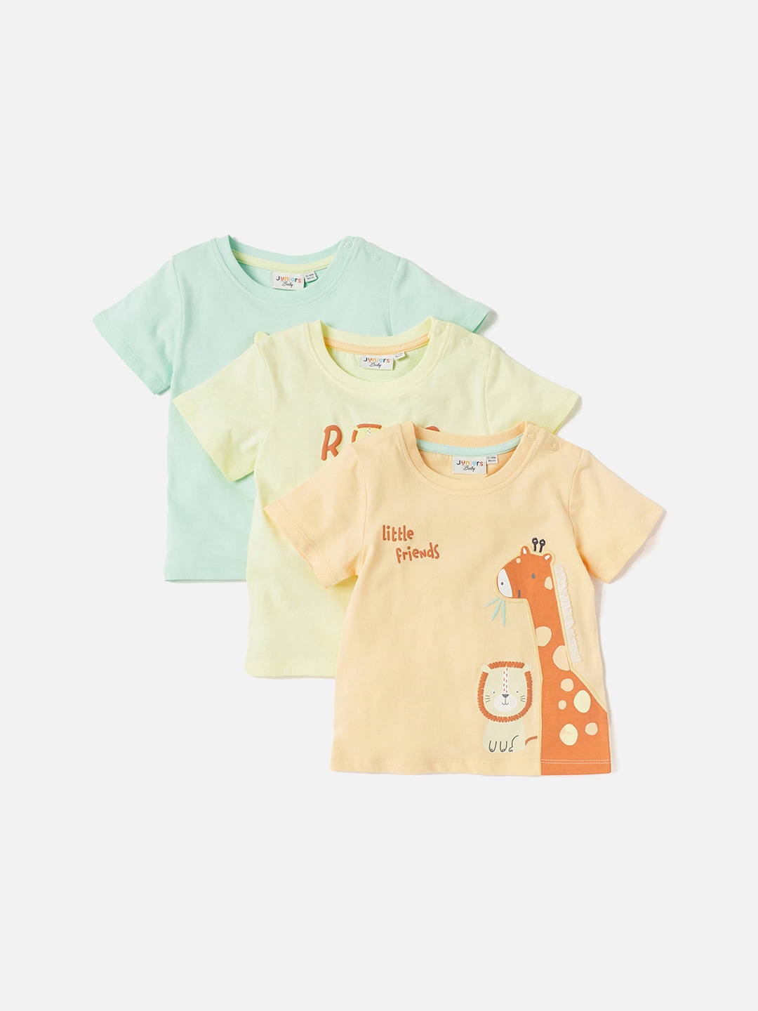

Juniors by Babyshop Boys Pack Of 3 Printed Round Neck T-shirt, Sea green