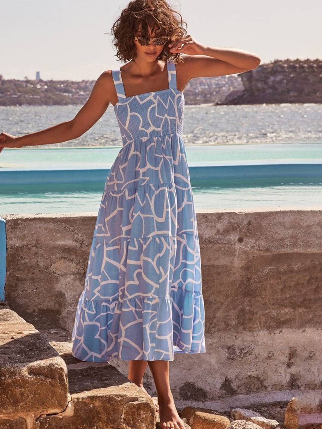 

LULU & SKY Print A-Line Midi Dress, Blue