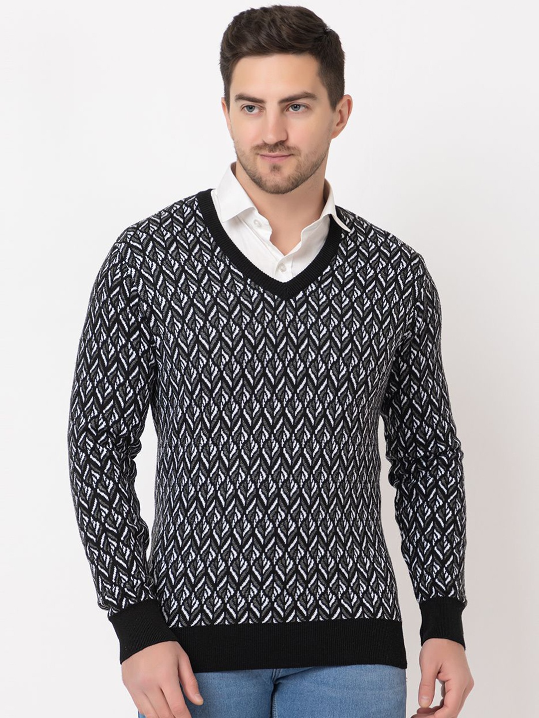 

BeriBlu Men Printed Pullover, Black