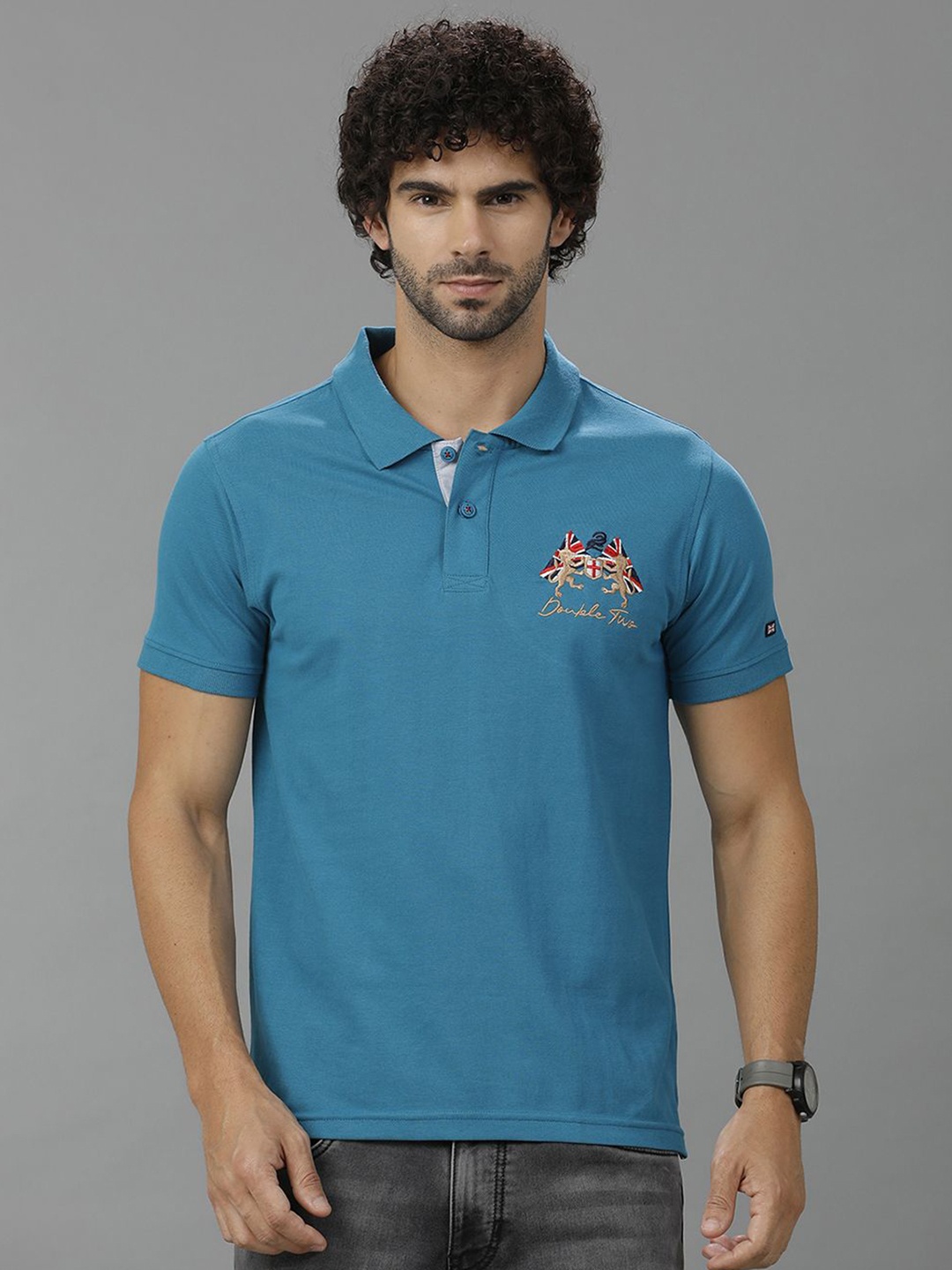

Double Two Men Avengers Polo Collar Slim Fit T-shirt, Blue