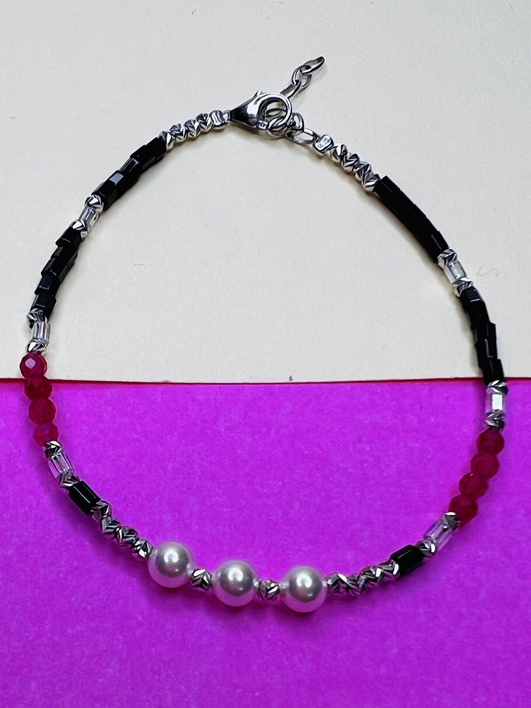 

Arte Jewels Women Sterling Silver Link Bracelet, Black